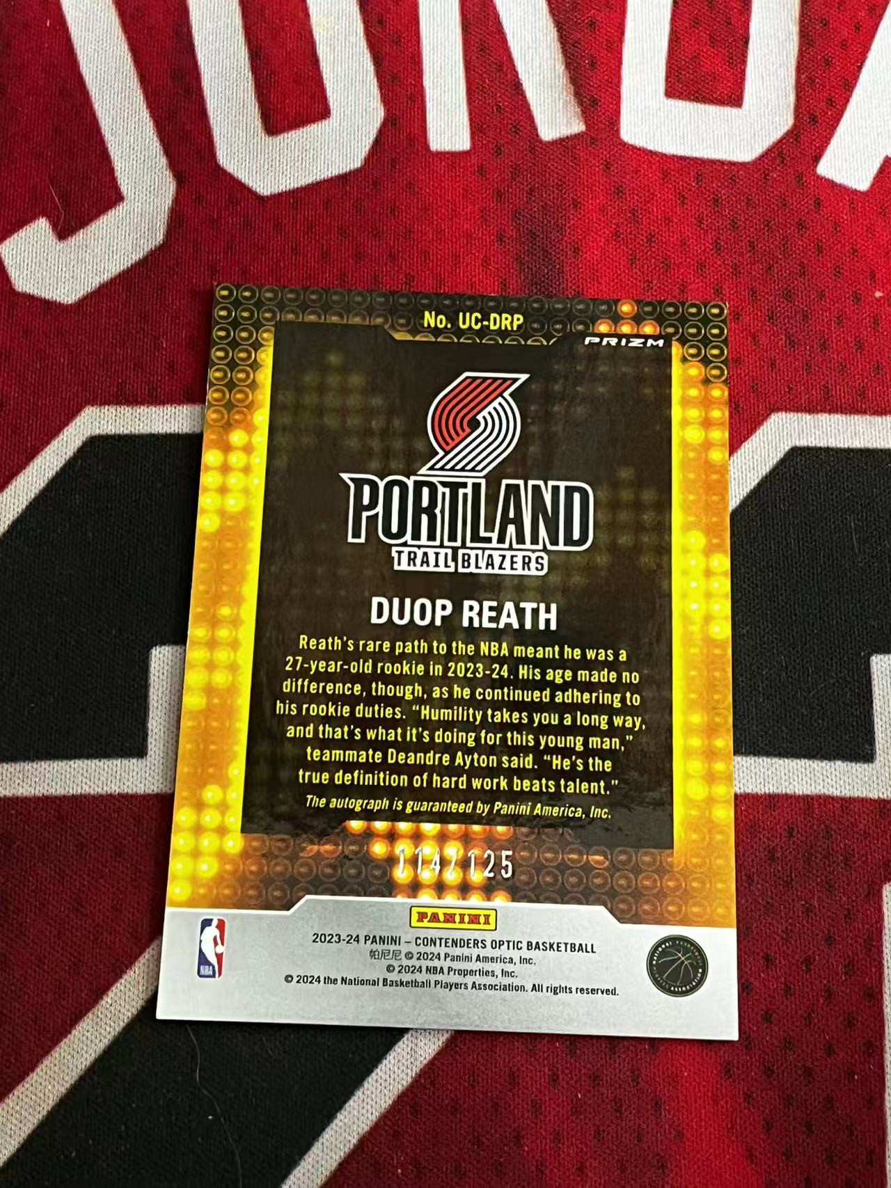 【接寄拍】2023-24 PANINI CONTENDERS OPTIC 球票系列 开拓者 新秀RC 杜普里斯 125编 签字卡 银折 折射 专收凑套必备【烂臭嘴拍卖】