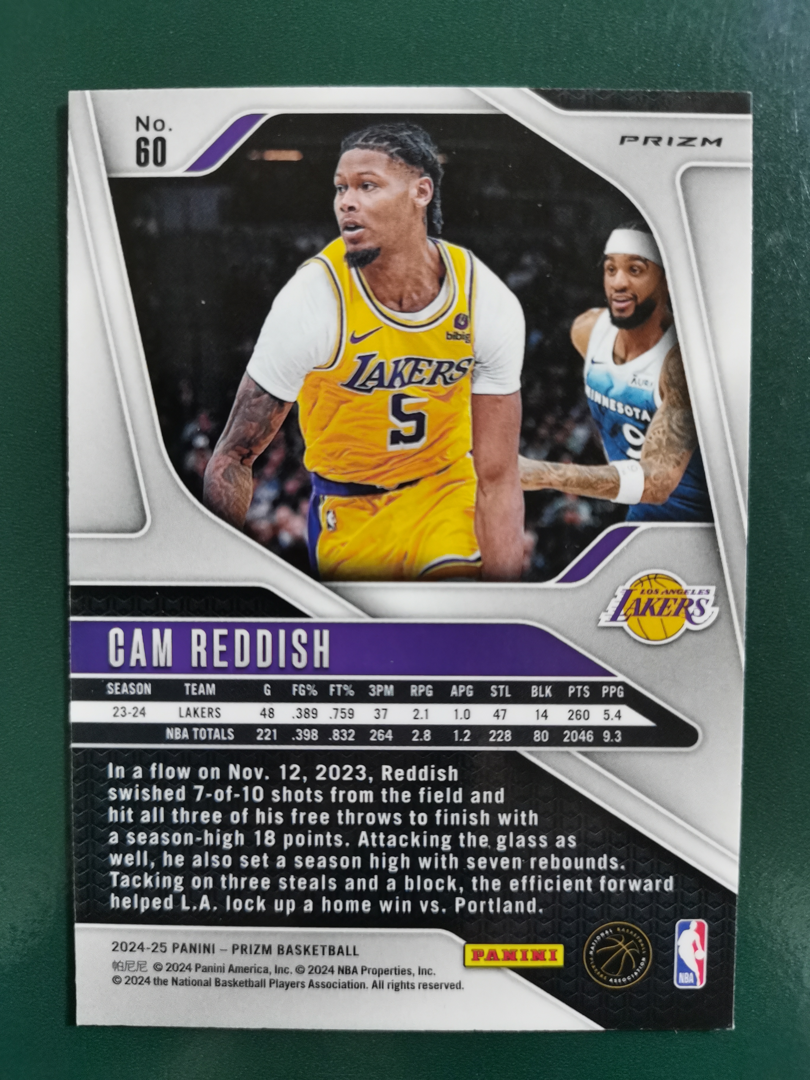 2024-25 Panini Prizm Cam Reddish 卡姆雷迪什 湖人 PZ粉碎冰 收藏凑套 卡品如图 免费代拍(XS002)