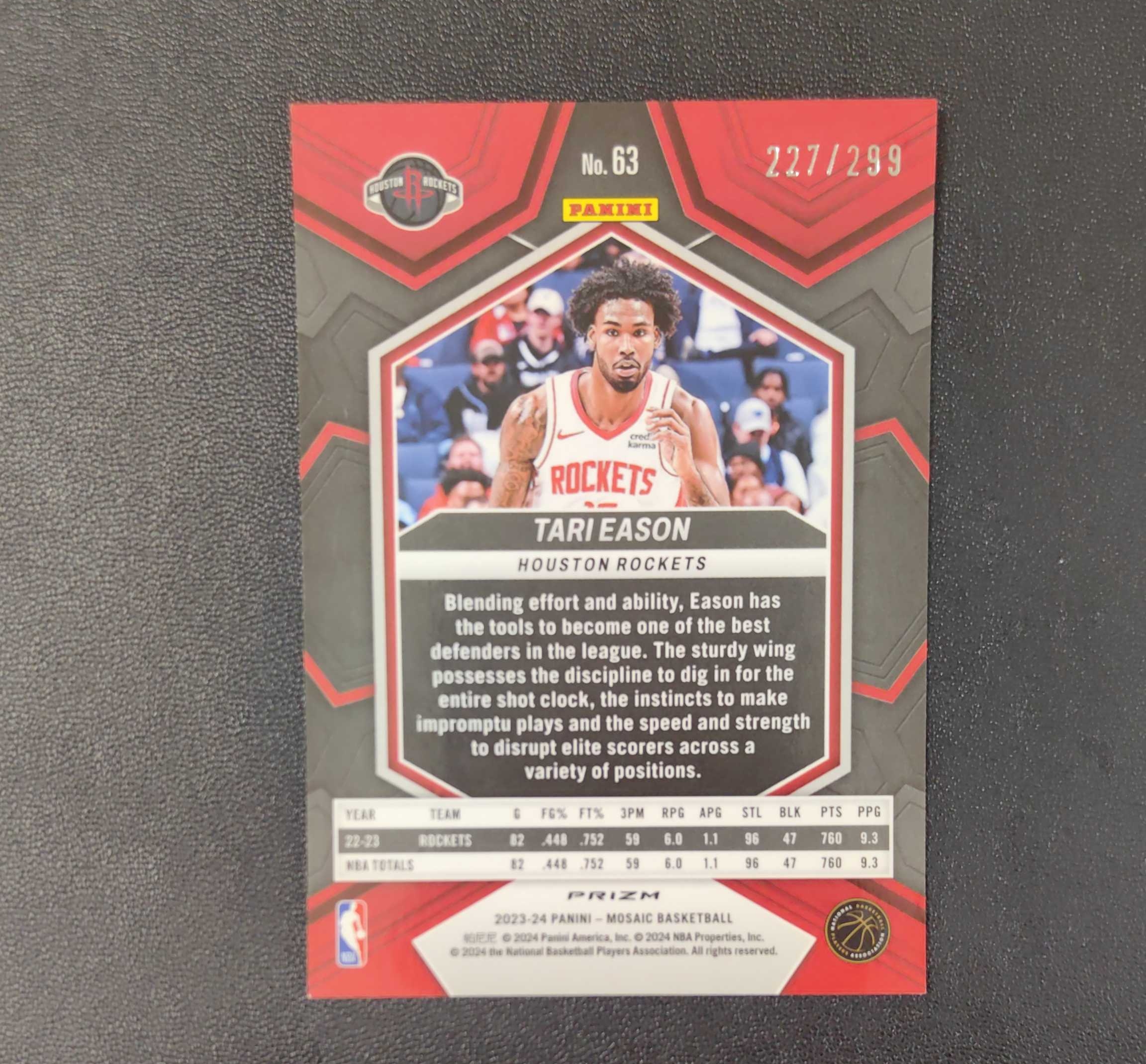 2023-24 Panini Mosaic Tari Eason 马赛克 火箭 塔里伊森 红熔岩折 /299编 布兰登 米勒 黄蜂 东契奇 sga 库里 文班亚马 詹姆斯 多张再拍