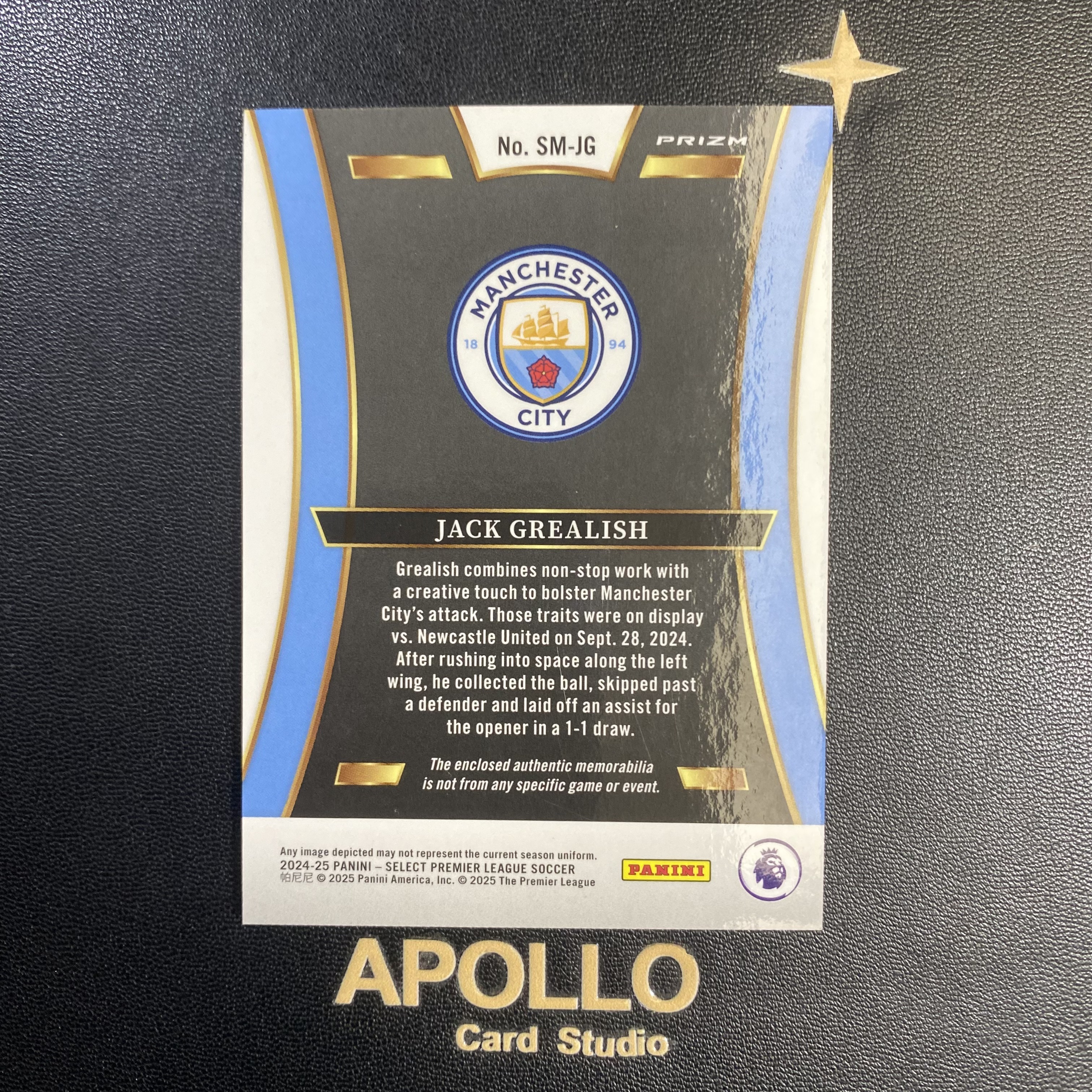 2024-25 Panini Select Jack Grealish 格拉利什 英超 曼城 银折 球衣 切割 物料 卡品如图 -光