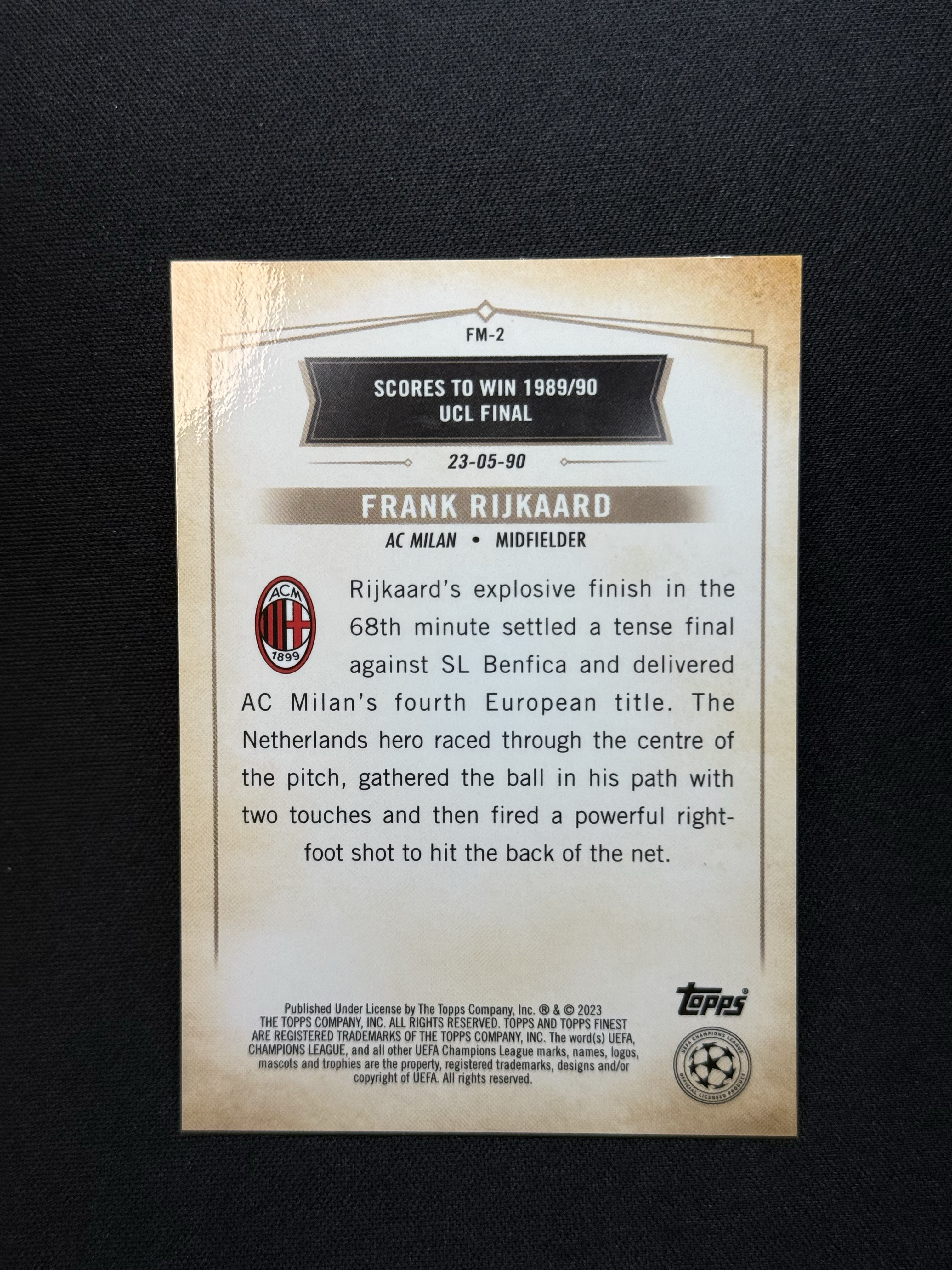 2022-23 Topps Finest Frank Rijkaard 【小贝代拍】欧战 Finest Ac米兰 里杰卡尔德 时刻特卡 紫折 /299编 瑕疵如图 拍前看描述 H MFC