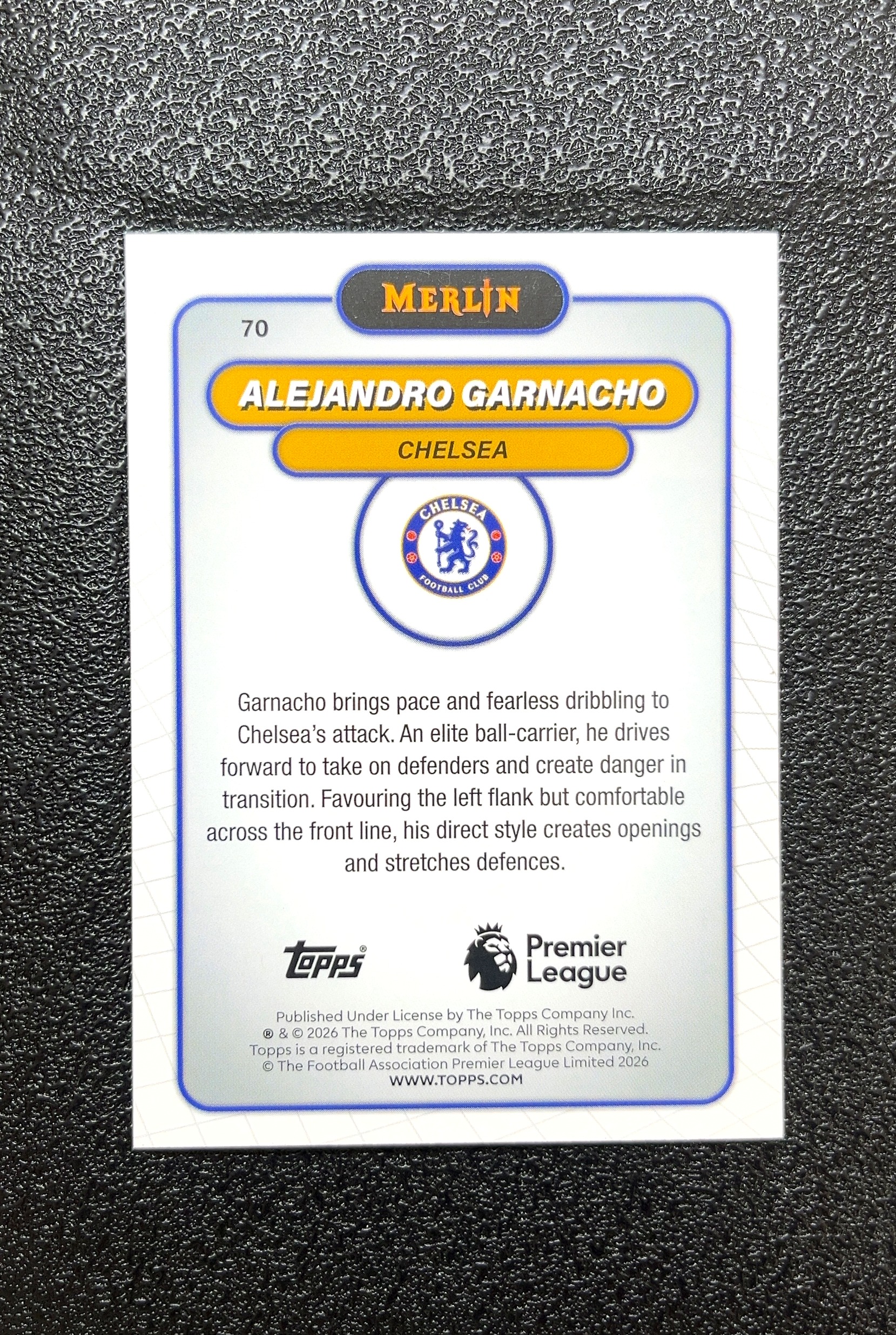 【岛屿拍卖】2026 Topps Merlin Alejandro Garnacho 亚历杭德罗·加纳乔 变形虫折 折射 卡品如图 高价值 #70 Chelsea 切尔西 0001#156