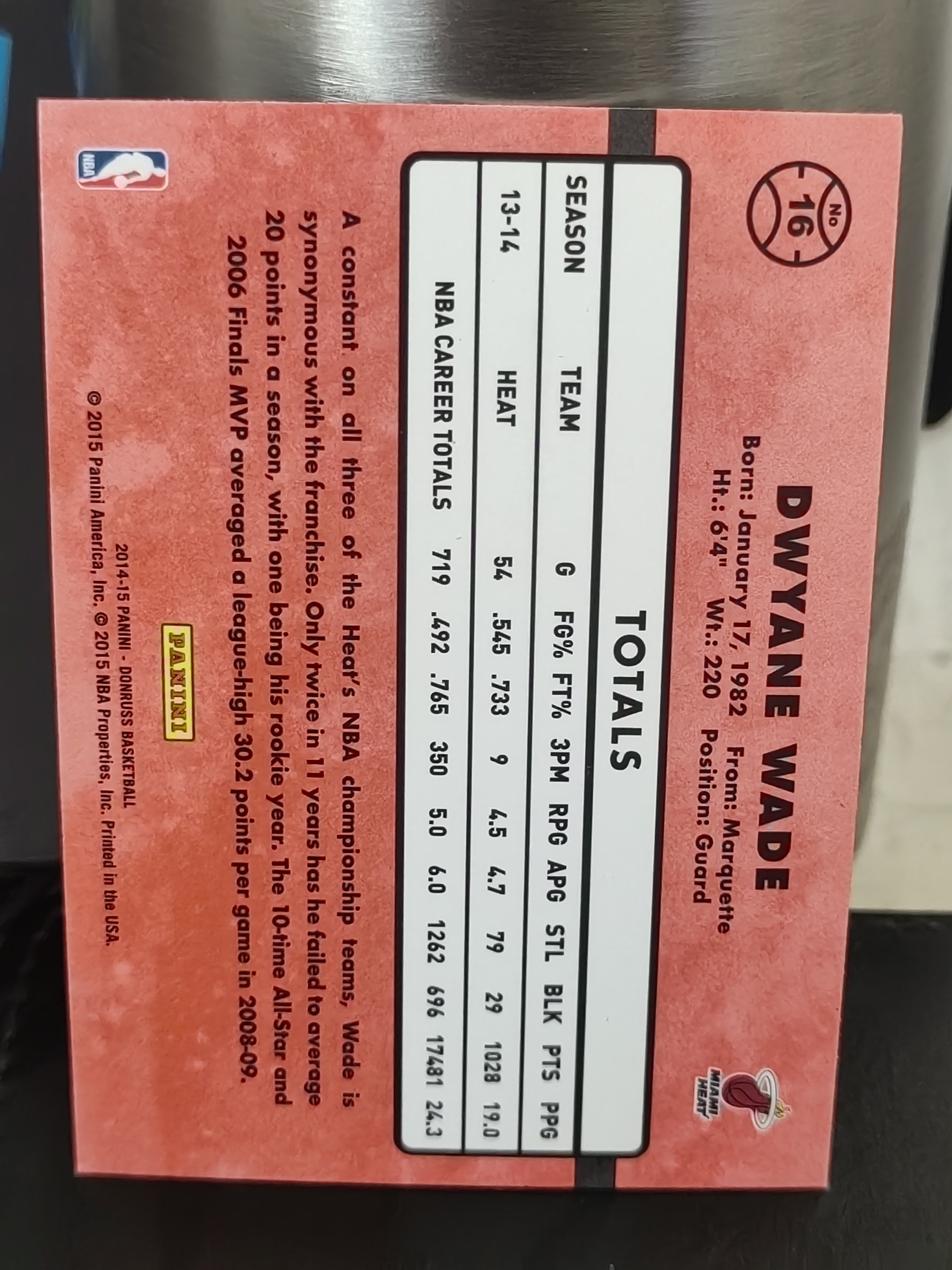 2014-15 Panini Donruss Dwyane Wade 杜蕾斯 德怀恩韦德 热火 第二张 篮 白边白角 不保卡品 卡品如图