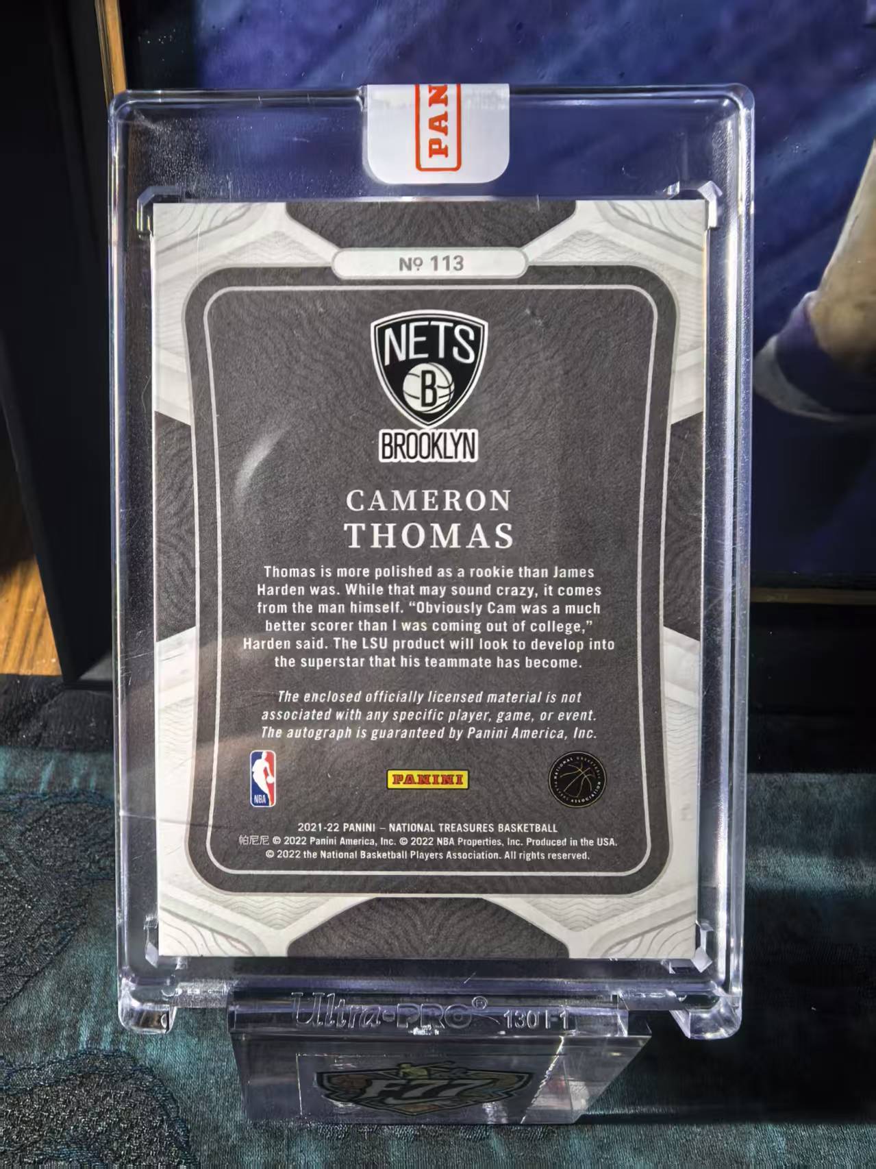 2021-22 Panini National Treasures Cameron Thomas 国宝 篮网 新秀 小火车 卡梅隆 托马斯 签字 RPA 卡签 48/49编 铜平行 收藏必备 狗夏