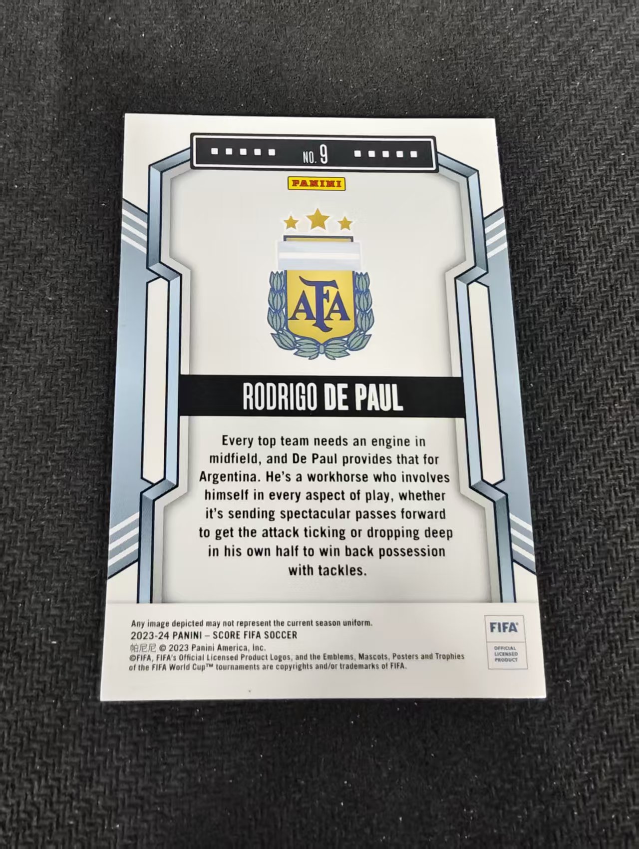 【可合并,不累计】2023-24 Panini Score rodrigo de paul 罗德里戈 德保罗 阿根廷 FIFA 划痕 边角瑕疵 #9