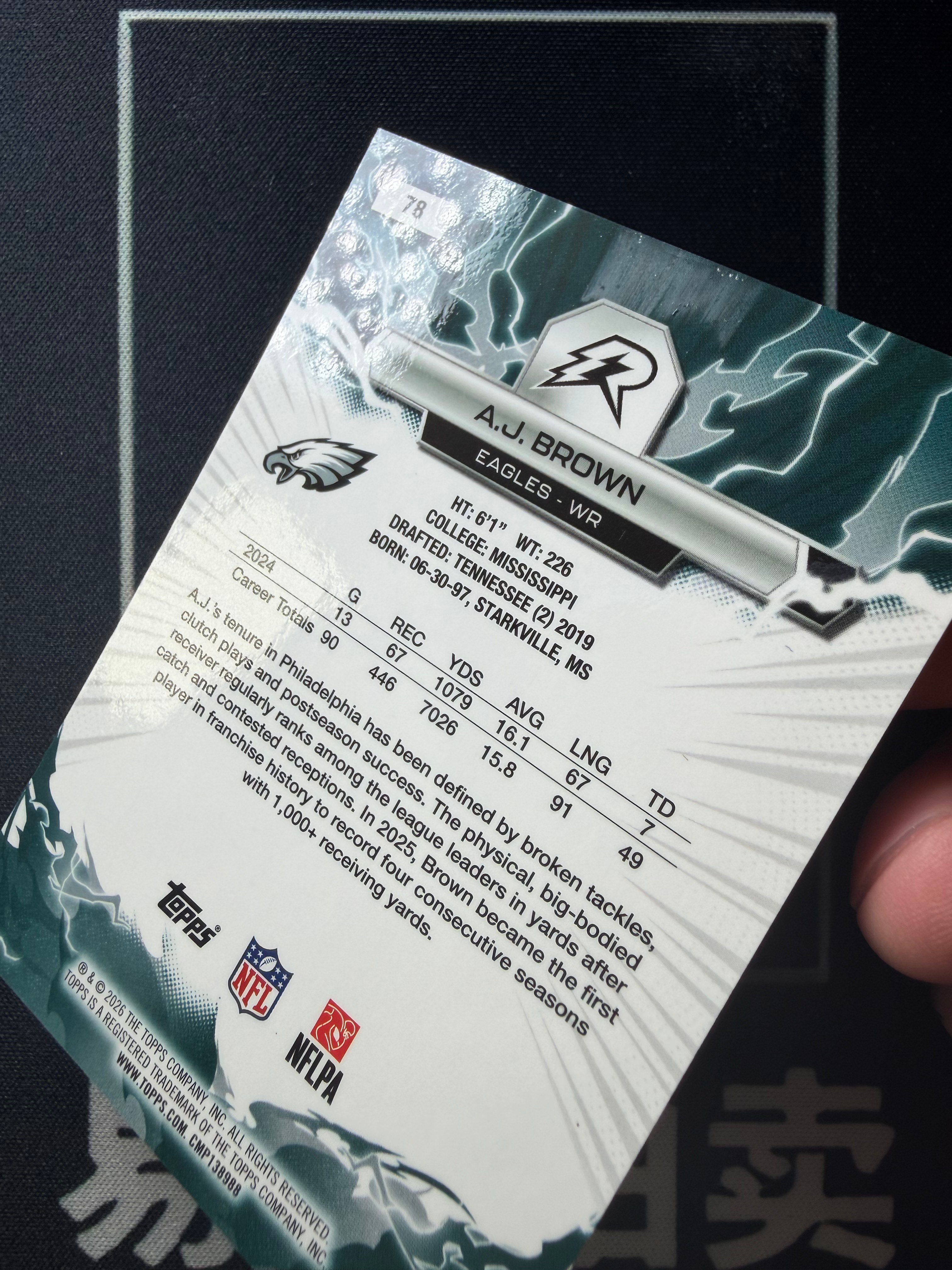【易文拍卖 超级回款】2026 Topps Resurgence 橄榄球NFL A J BROWN 老鹰 AJ布朗 177/299编 卡品如图#TuTu