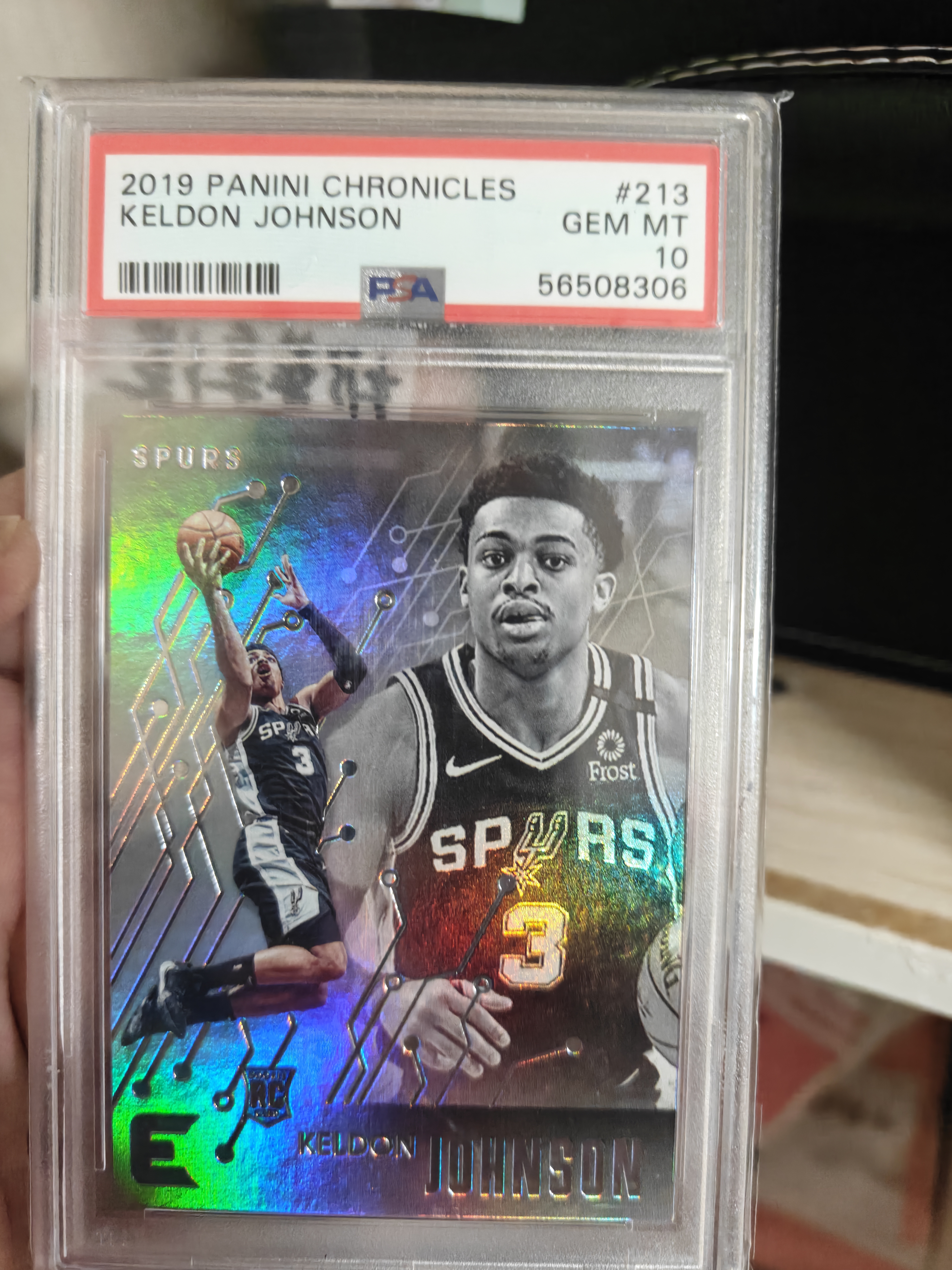 2019-20 Panini Chronicles Keldon Johnson RC PSA10满分评级 新秀年 凯尔登 约翰逊 折射 电路板 马刺