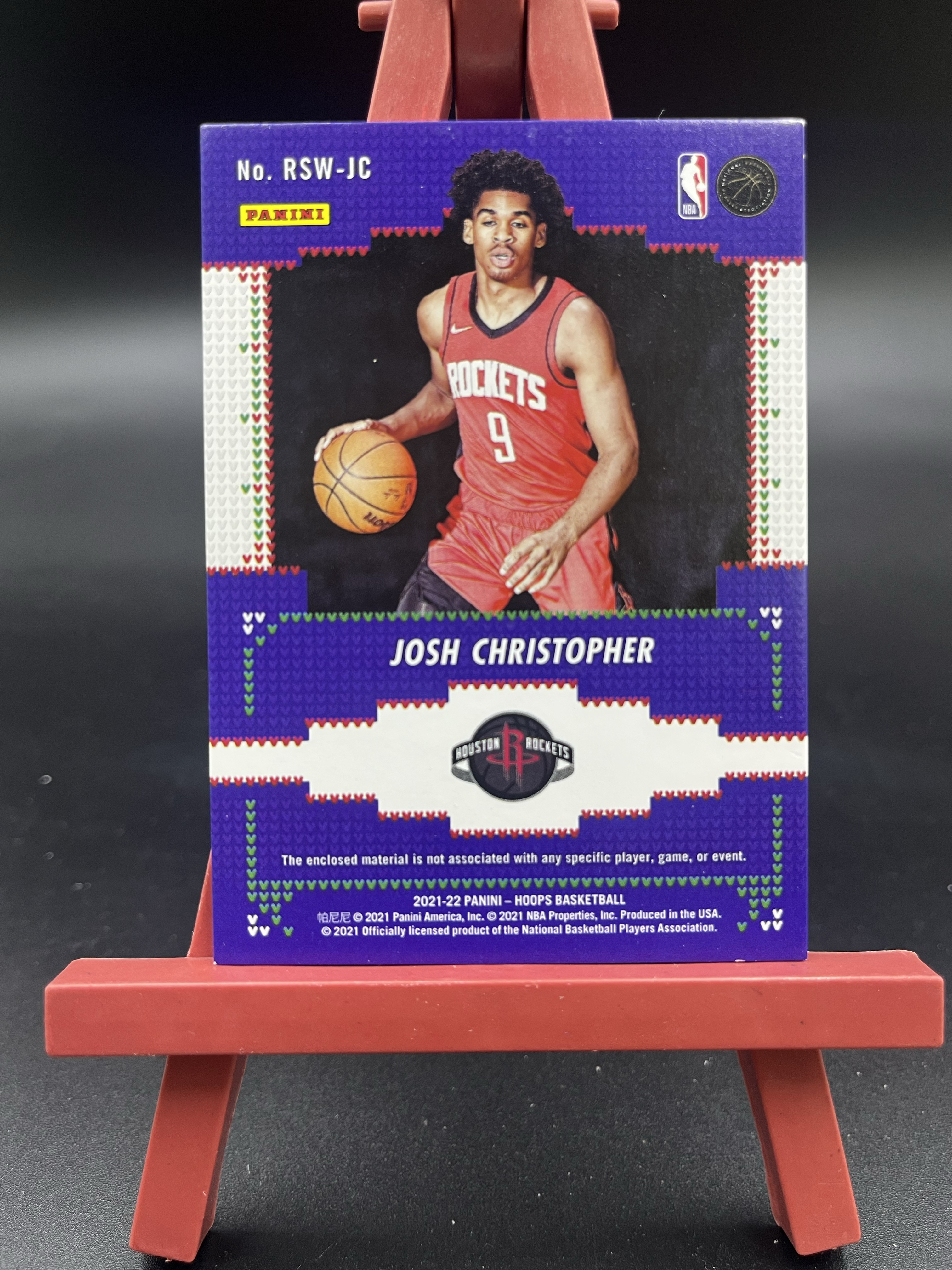 2021-22 Panini NBA Hoops Josh Christopher RC 约什 克里斯托弗 火箭 新秀 双色球衣物料切割 毛衣 卡品如图 【优质物料专场】07泽