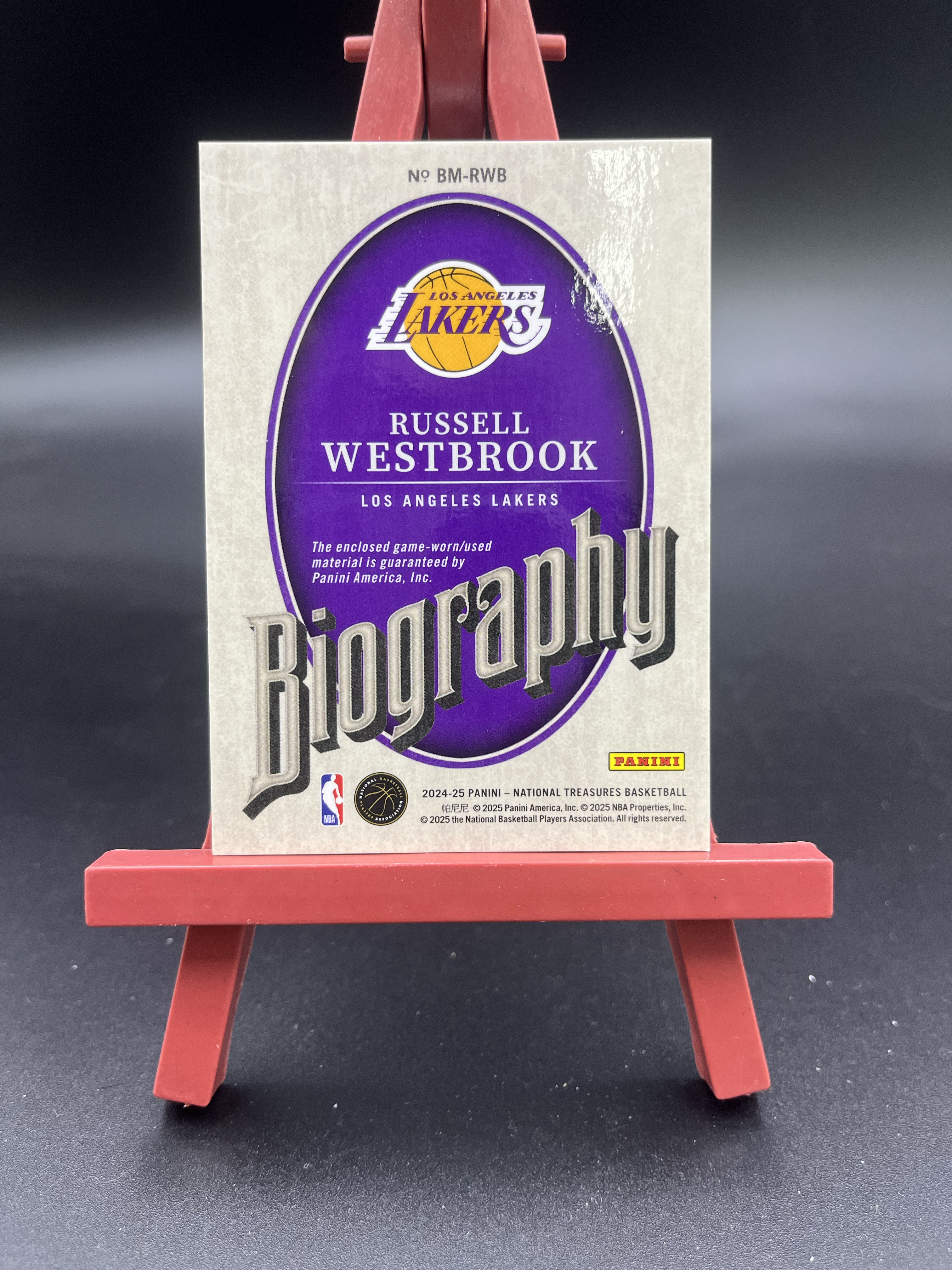 2024-25 Panini NT Russell Westbrook 湖人 威斯布鲁克 威少 25/99编 复古 国宝 球衣物料切割 GU亲穿落场 卡品如图【优质物料专场】04WZ