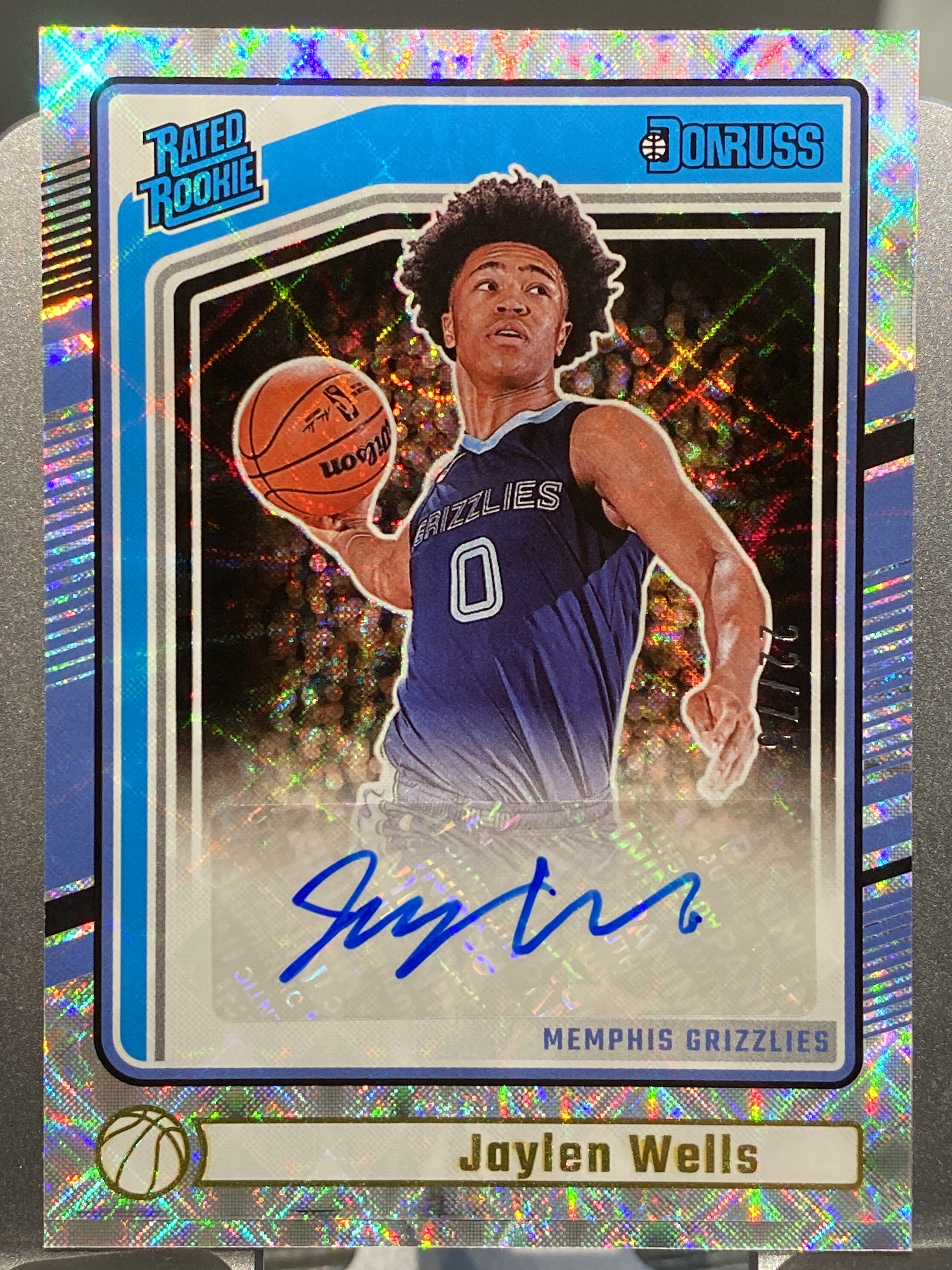 2024-25 【靓星代拍】 Donruss Jaylen Wells RC 杜蕾斯 新秀Rookie 杰伦威尔斯 22/75编 灰熊钻石折 签字签名 未来核心 签字完美 卡品如图 专收凑套必备 #火