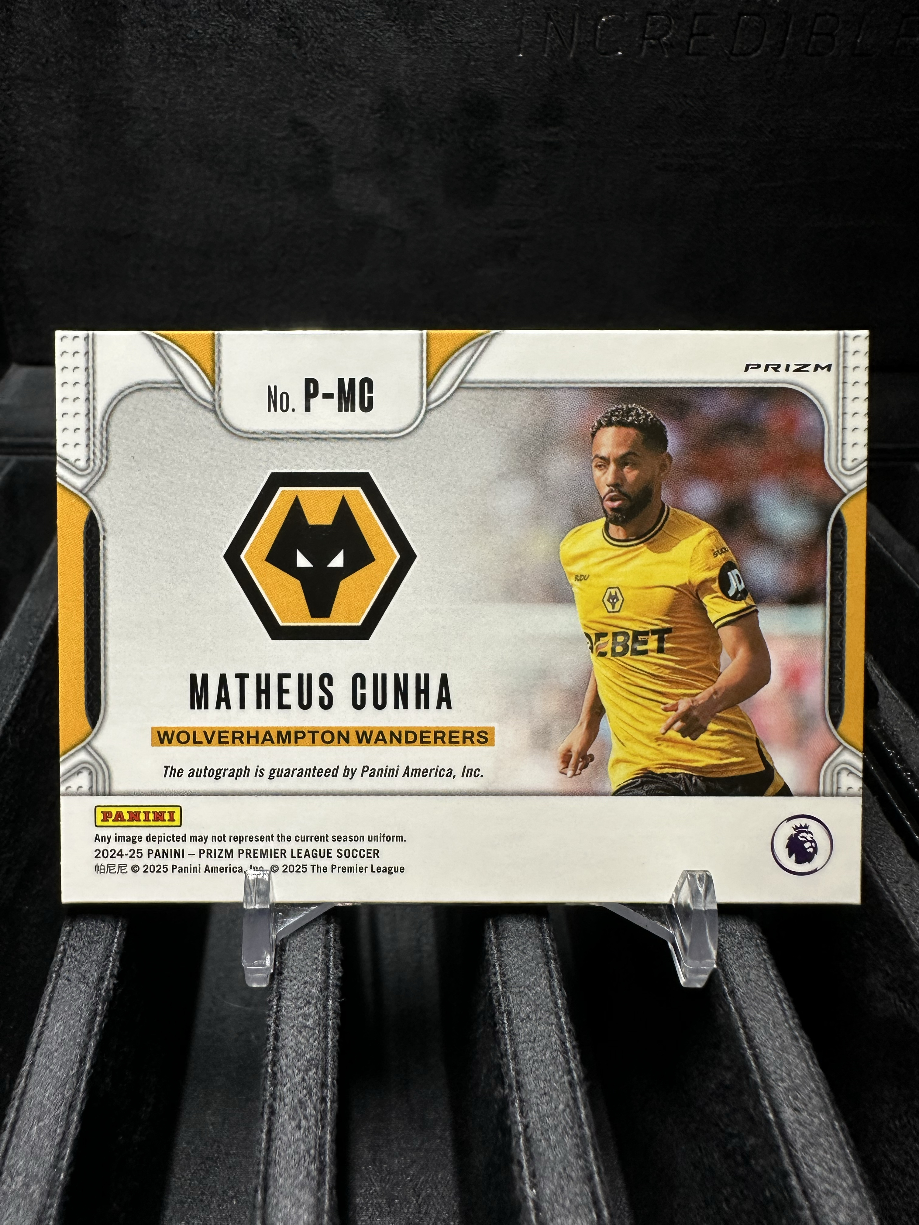 2025 Panini Prizm Matheus Cunha 库尼亚 签字 书法签完美签 猝死独占圈圈折 英超狼队核心已转会曼联 末年pz收藏价值高 折射天花板卡品如图 身价飞涨 红魔收藏