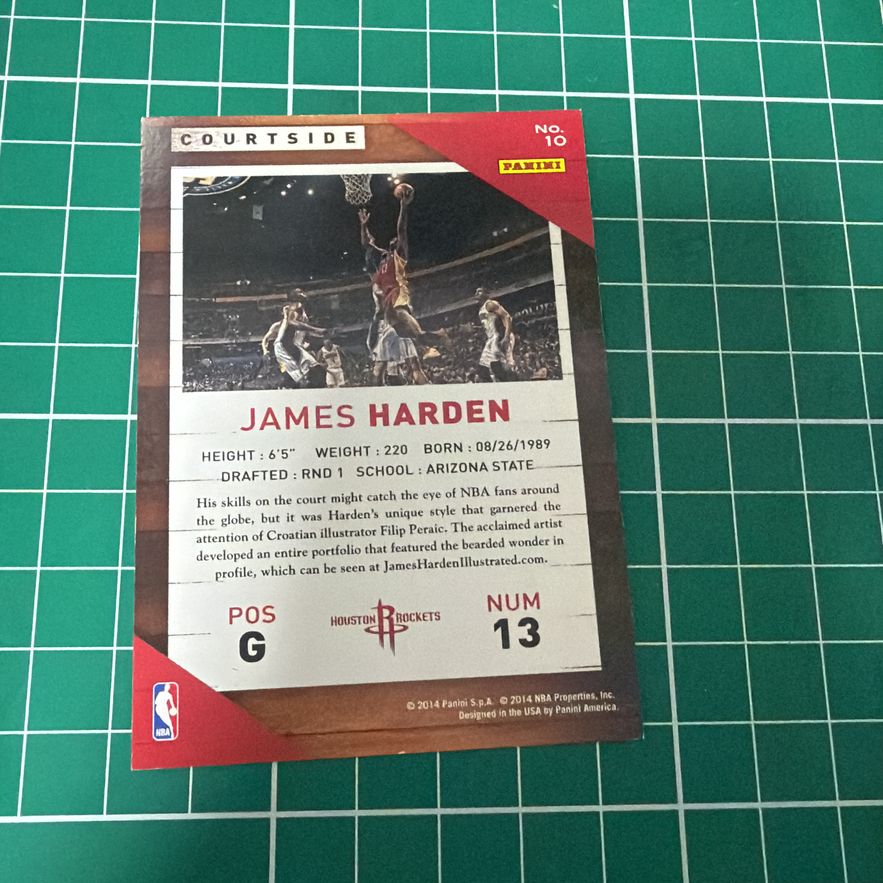 2014-15 Panini S.p.A James Harden 中雅图/中亚图 詹姆斯哈登 横版特卡 场边 小聚光灯 老卡 绝版卡 稀有大比例 折痕 卡面不平