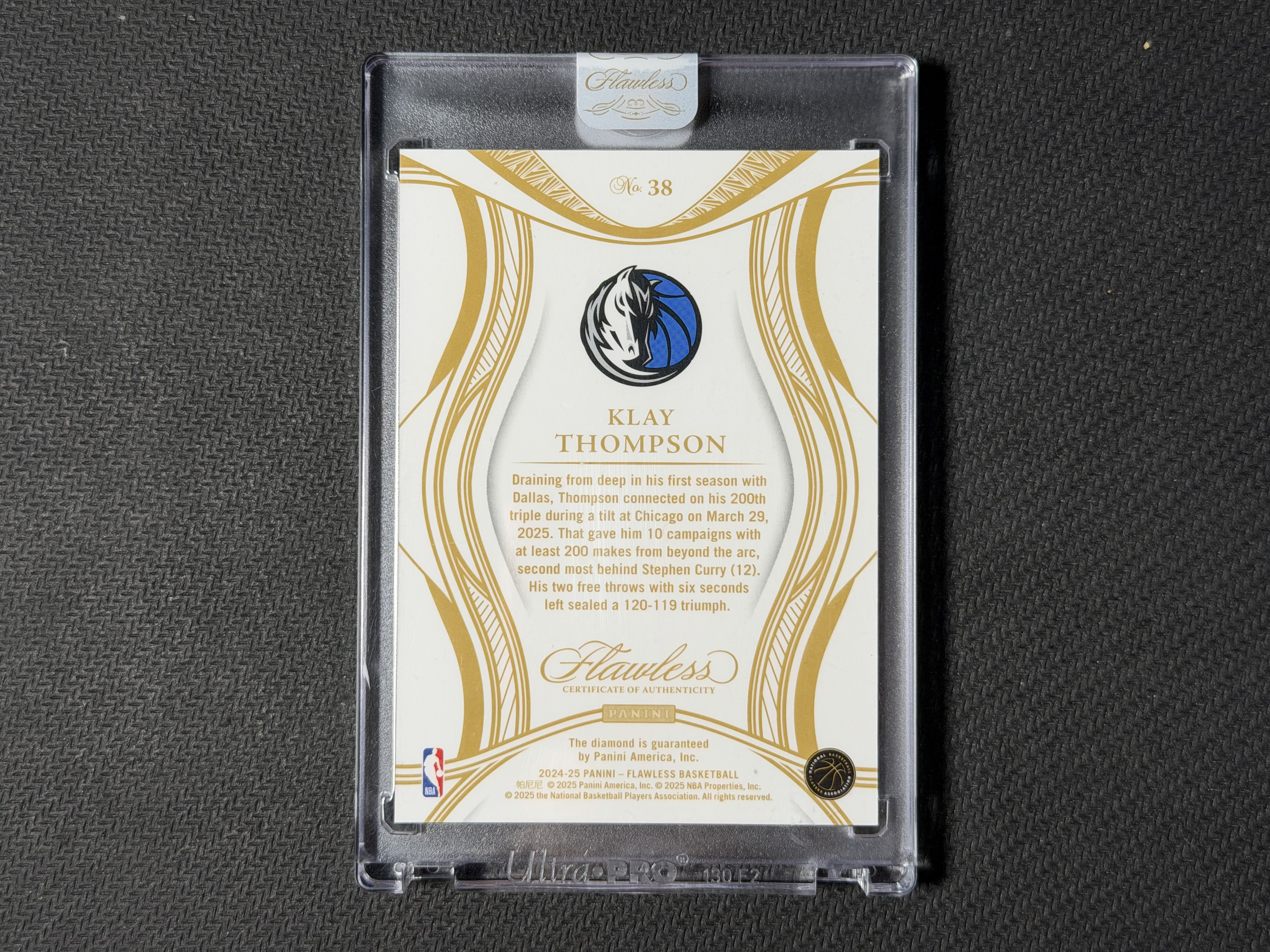 2024-25 Panini Flawless Klay Thompson 🤞不顶价 不做价🤞手提 独行侠 克莱 汤普森 佛祖 17/20编 钻石Base 库里水花兄弟 原封砖