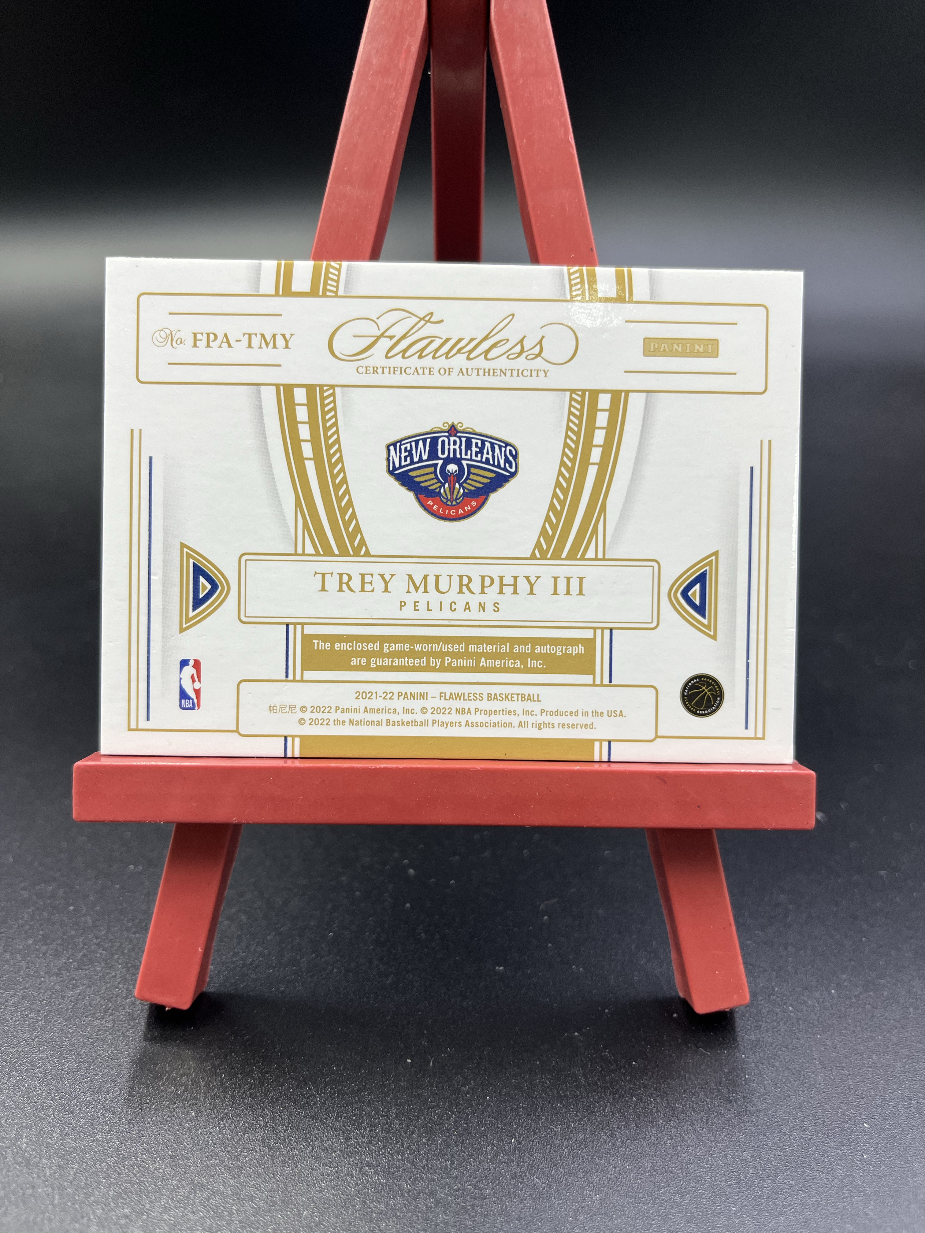 2021-22 Flawless Trey Murphy III 手提 鹈鹕 特雷墨菲 新秀RC RPA 签字卡签 双色球衣物料切割 GU亲穿落场 13/15编 卡品如图 【优质签字专场】1026WZ