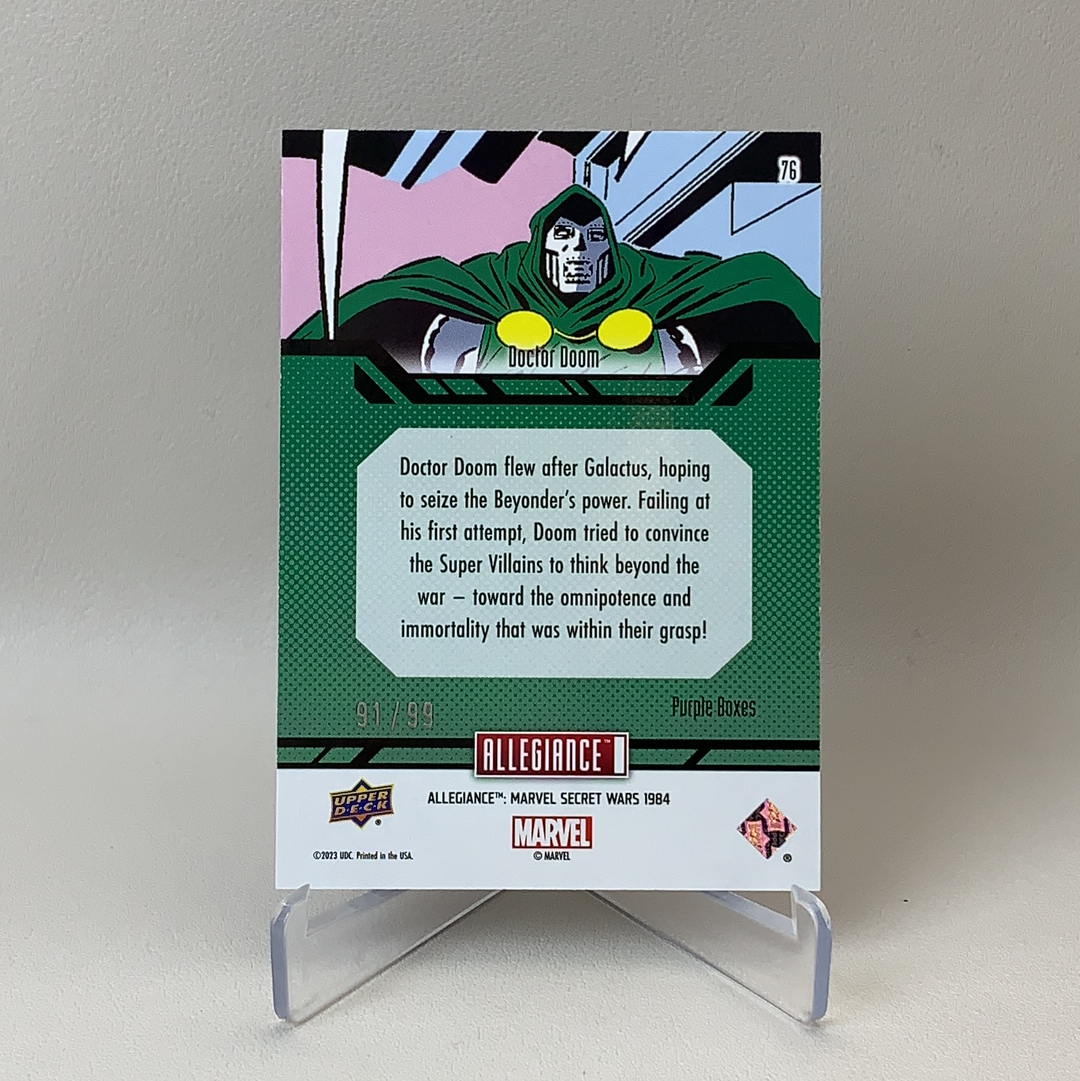 【弈卡代拍】 2023 Upper Deck Marvel漫威 Allegiance 忠诚 秘密战争 特卡 大比例 紫折 Doctor Doom 毁灭博士 91/99编 品相如图 凑套必备 mito