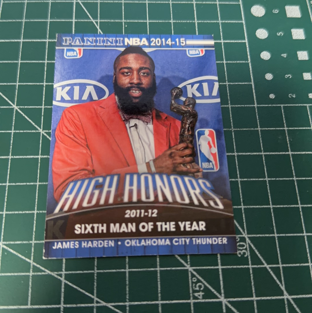2014-15 Panini Americana James Harden S.p.a. 詹姆斯哈登 2011-12最佳第六人 大胡子 捧杯特卡 荣誉特卡 十年老卡 绝版卡 稀有大比例 收藏必备 白边