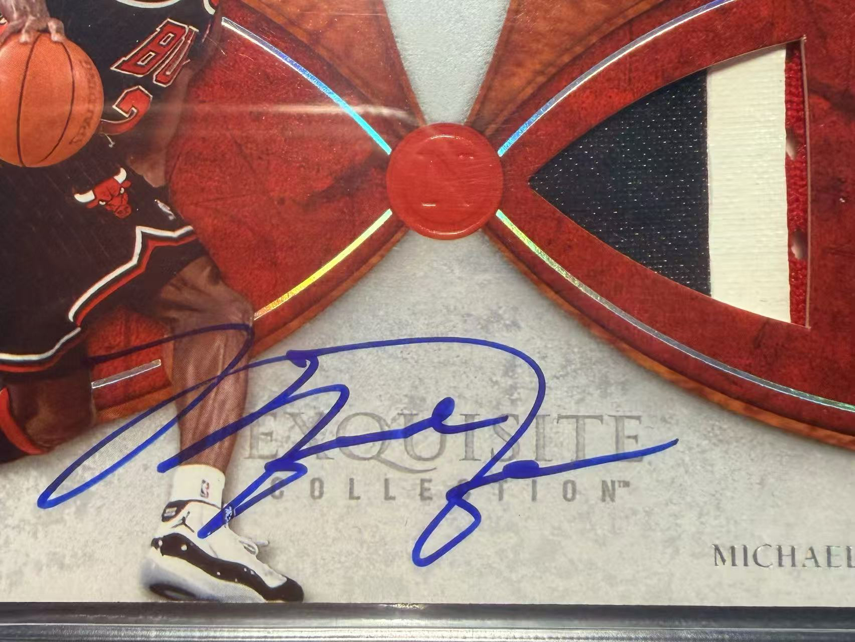 【小柴拍卖】2006-07 Upper Deck Exquisite Michael Jordan 木盒系列 迈克尔乔丹 NN 签字卡签 墨迹蓝芝加哥公牛 patch/25 noble nameplates暴力三色bgs8/10 木盒杰哥