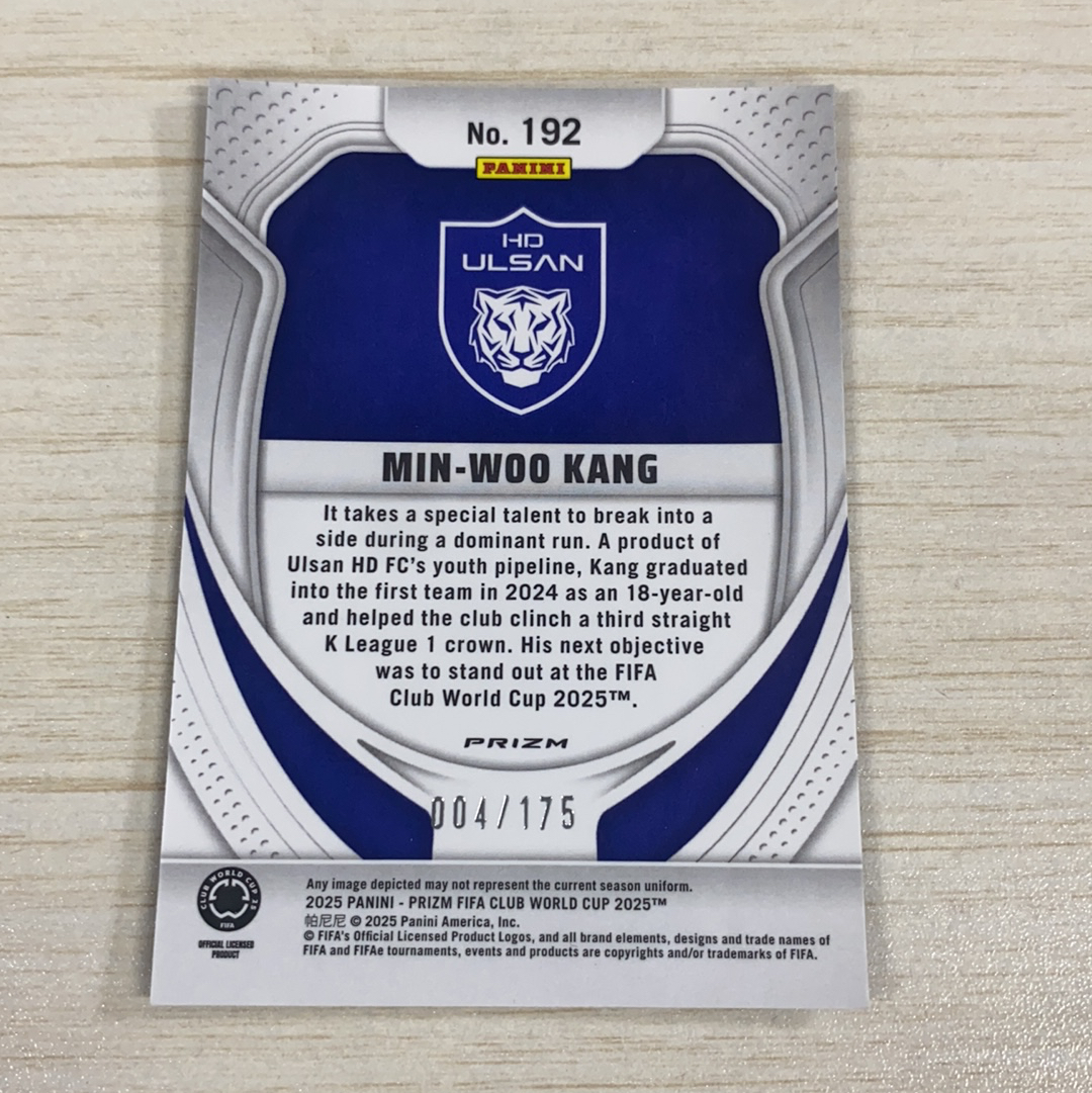 【小牛代拍】2025 Gol Card FIFA CLUB WORLD CUP Min-Woo Kang RC 世俱杯 PZ 姜民雨 蔚山现代 新秀 蓝碎冰折 175编 卡品如图(一哥)