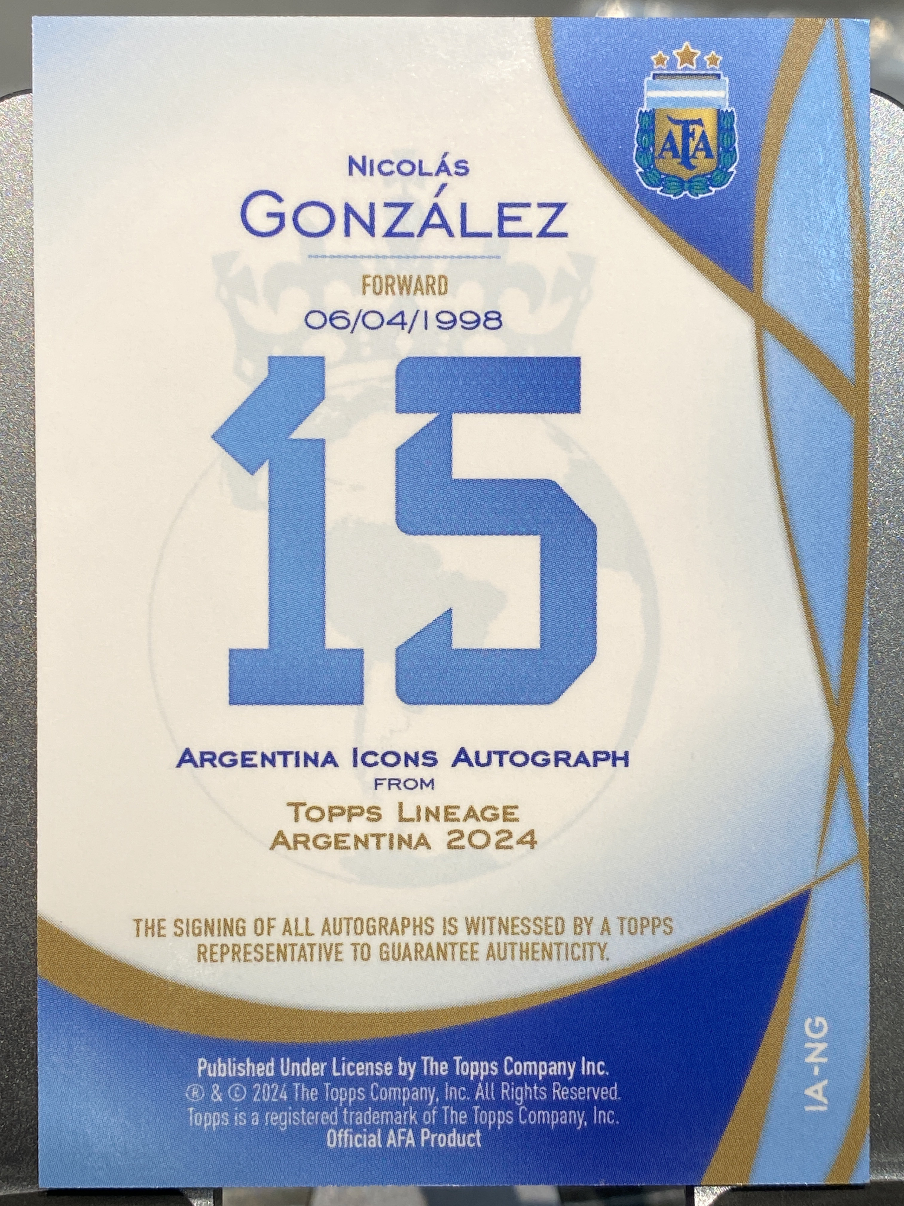 2023-24 【靓星代拍】 Argentina Nicolás González 尼古拉斯 冈萨雷斯 阿根廷 血统特卡签字签名 字迹完美 卡品如图 专收凑套必备 #志方