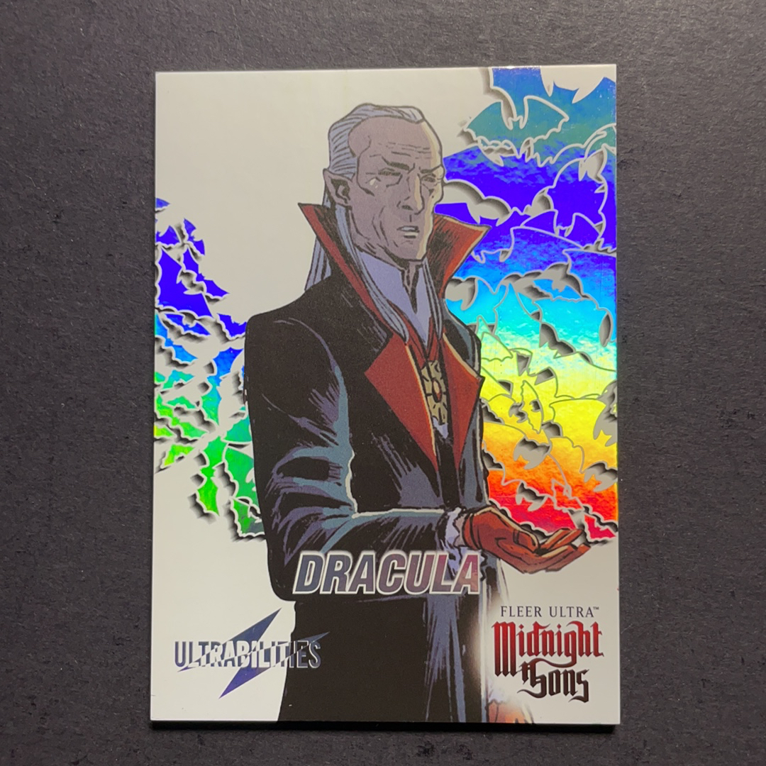 2024 Fleer Marvel (MCU) 午夜之子 德古拉 比例1:18 UB超能力星星折射特卡 序号13of30 2023 UD漫威漫画Fleer Ultra午夜之子 粉条代拍