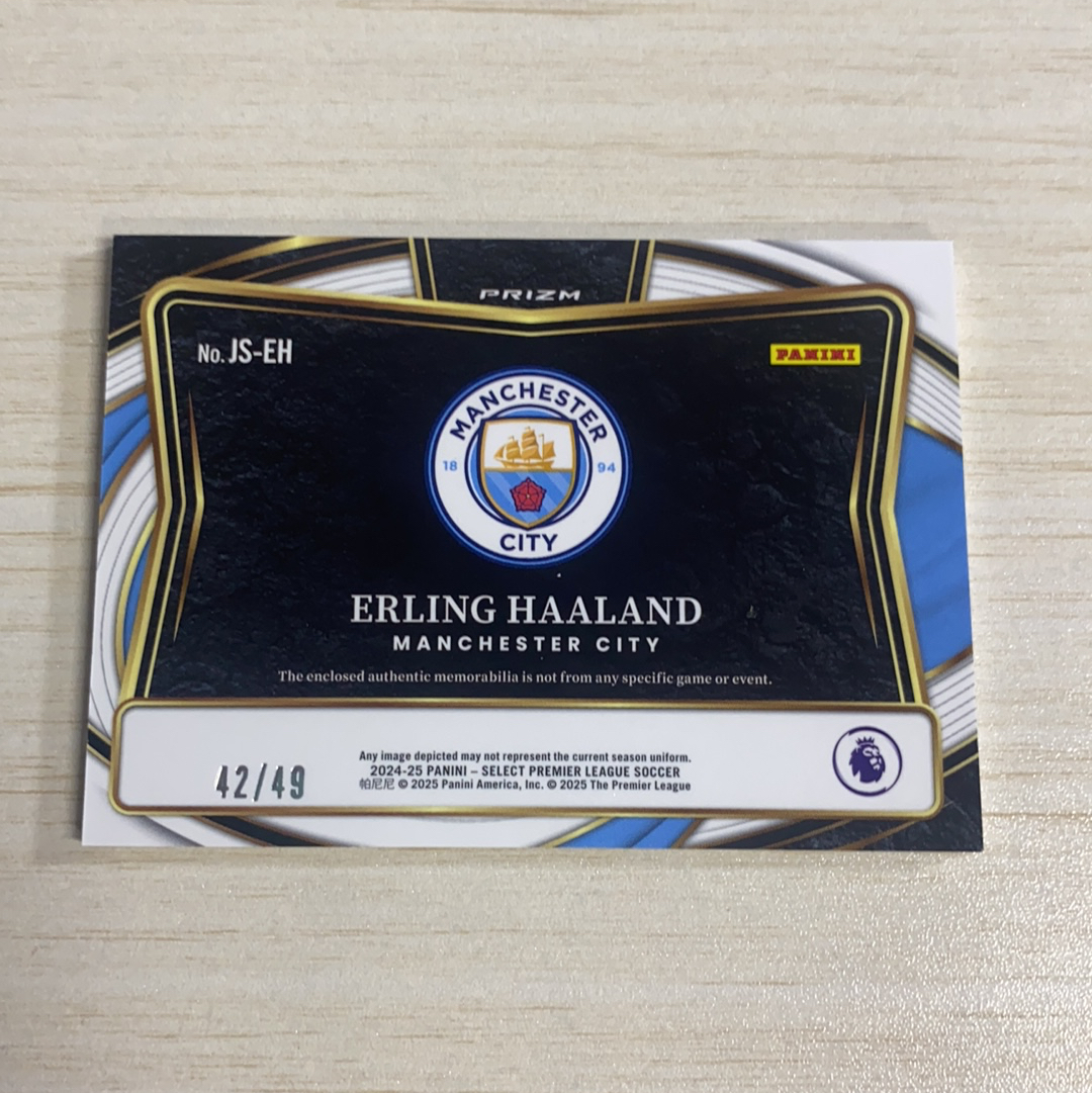 【小牛代拍】2024-25 Panini Select Erling Haaland 英超se 埃尔林 哈兰德 曼城 大窗 球衣 物料 紫折 42/49编 低遍 卡品如图(polo)