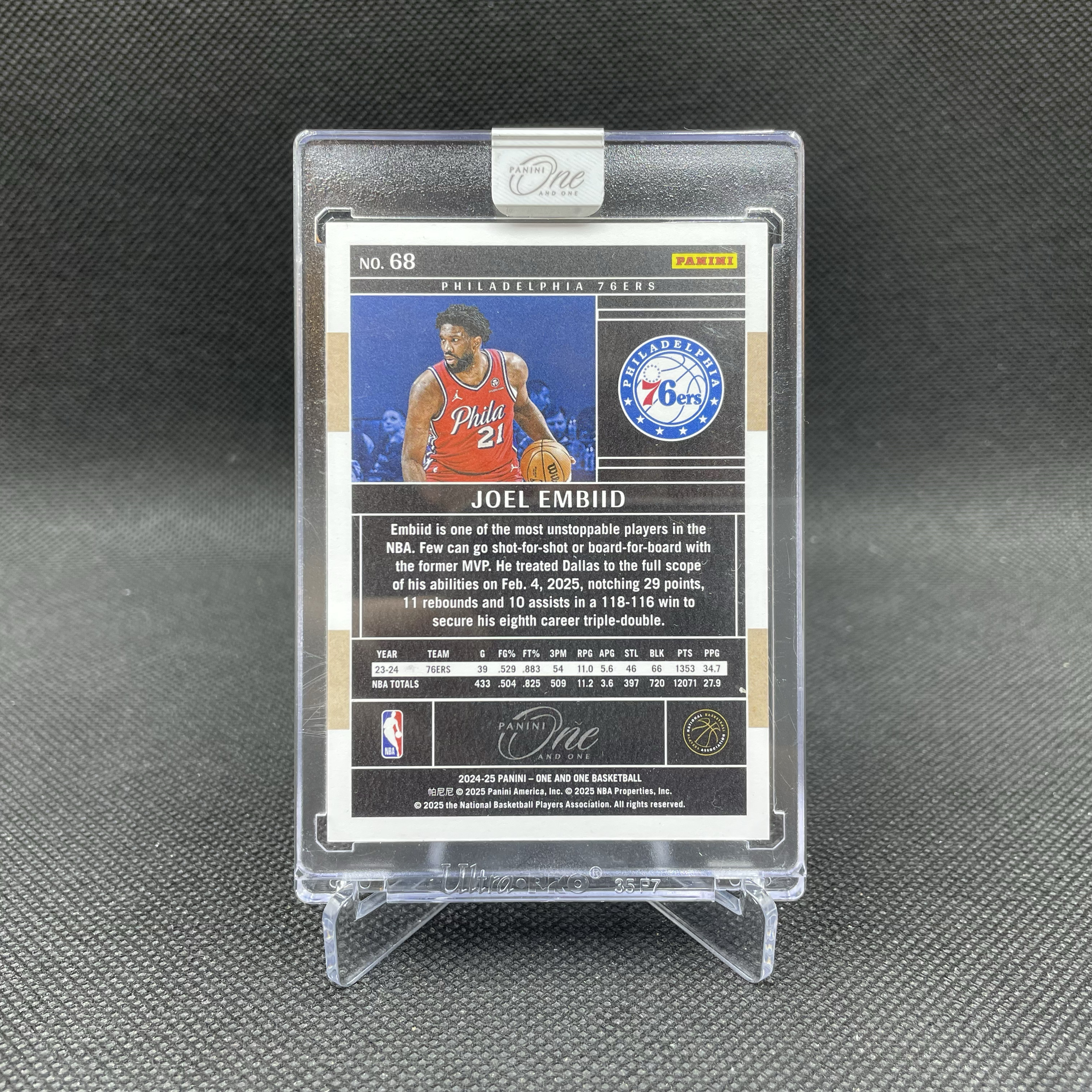 2024-25 Panini One and One Joel Embiid 【无界代卖】76人 乔尔 恩比德 大帝 29/49编 Base 橙折 原封砖 内线支柱 品如图 不累计 Yo