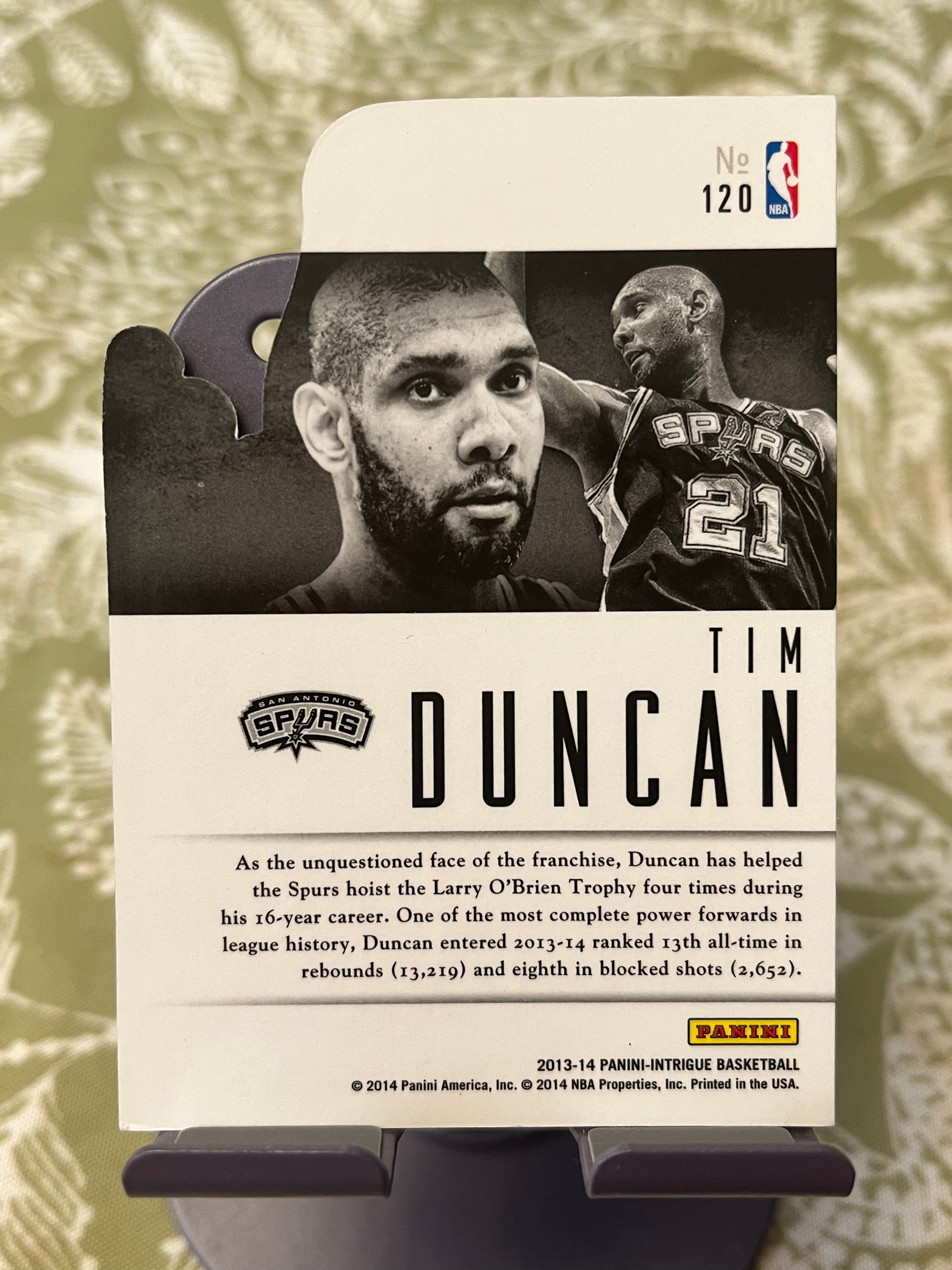 2013-14 Panini Intrigue Tim Duncan 蒂姆 邓肯 石佛 马刺【折射 银色背景 异形切割 凑套必备 阴谋系列】【边角瑕疵如图 介意勿拍】#1203