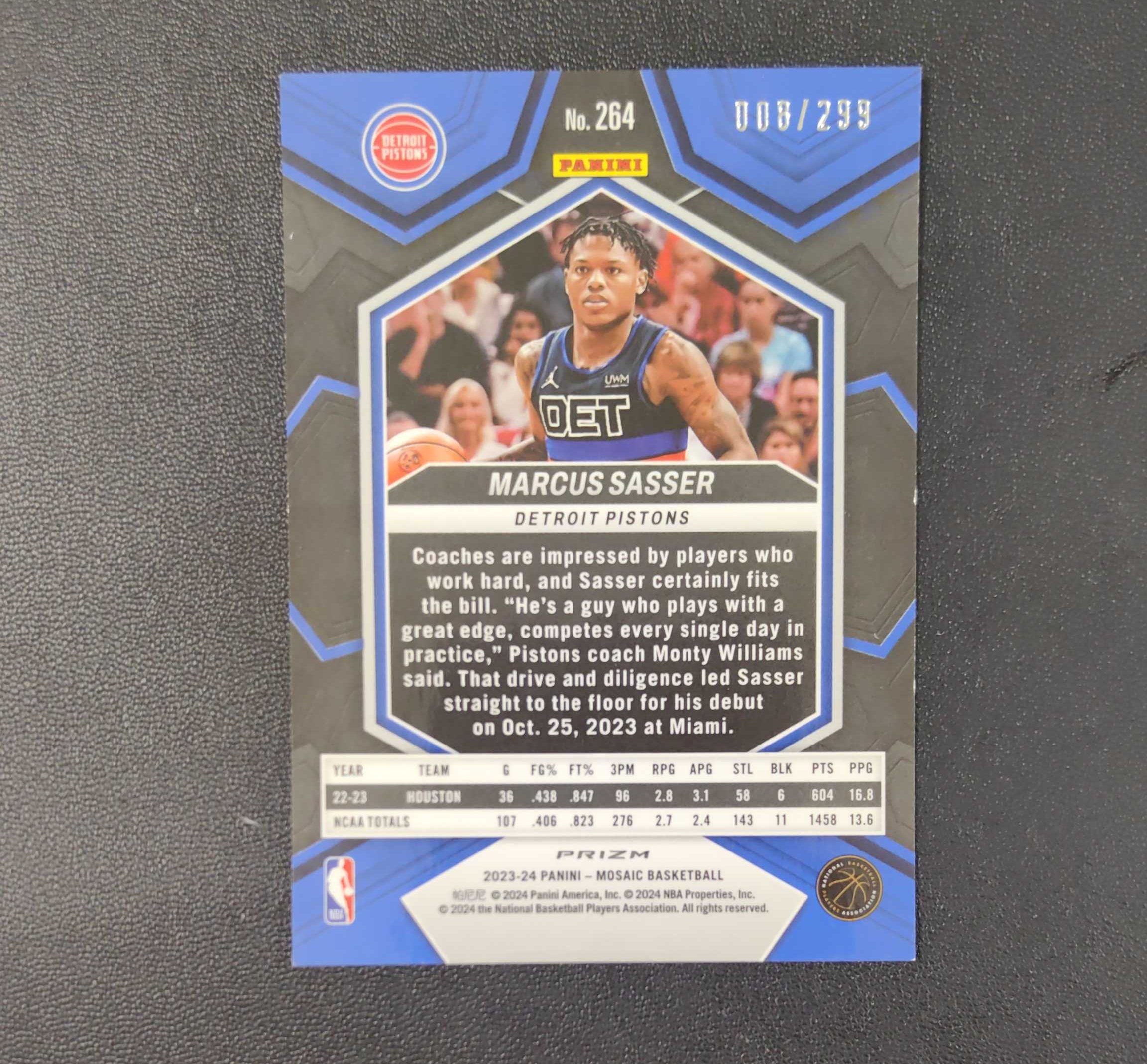 2023-24 Panini Mosaic Marcus Sasser RC 马赛克 活塞 新秀 马库斯 萨瑟 红变形虫折 /299编 东契奇 sga 库里 文班亚马 詹姆斯 多张再拍