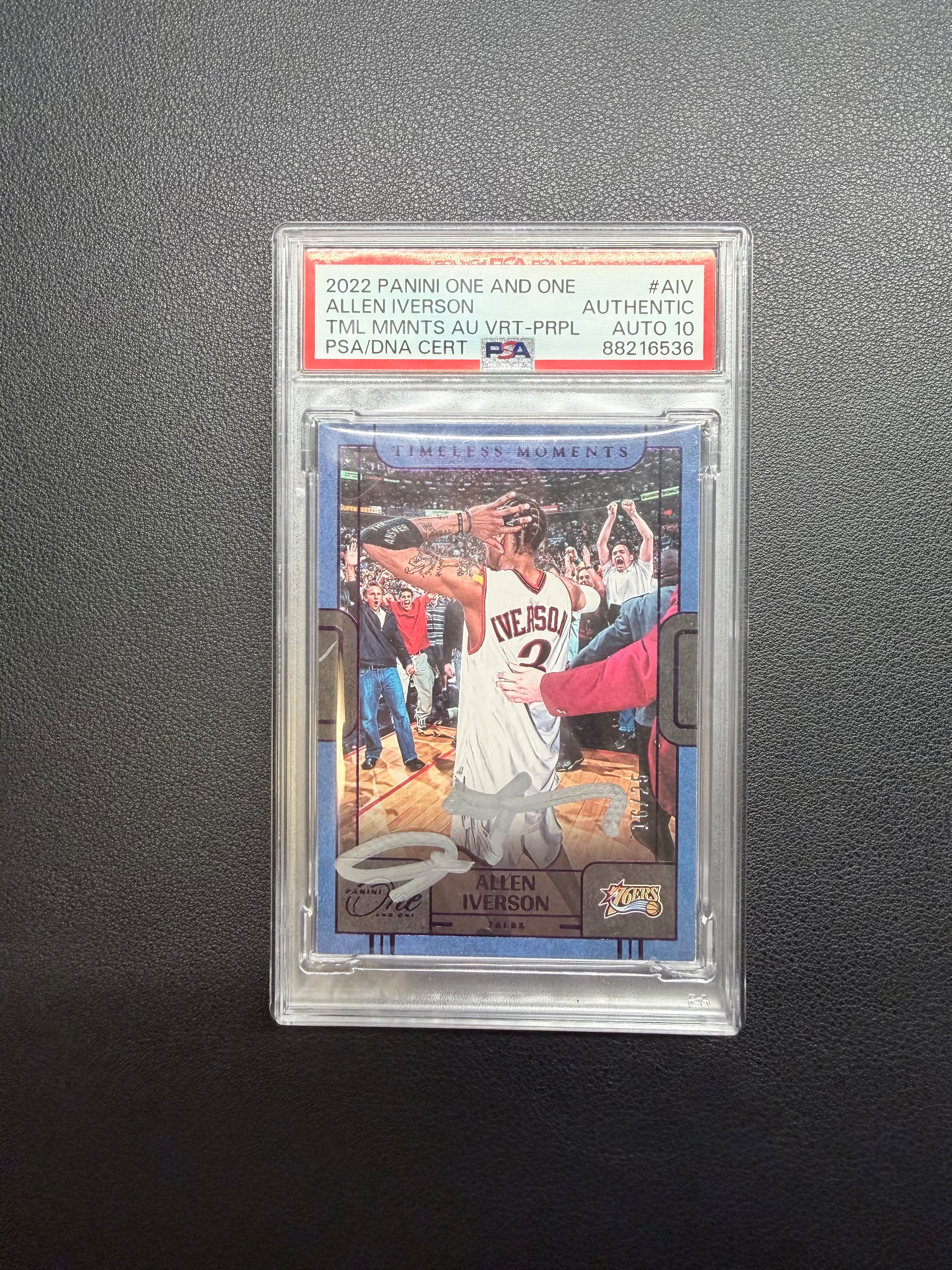 2022 Panini One and One Allen Iverson 艾伦 艾弗森 AI答案 One时刻 卡签 25编系列HIT PSA评级 签字10分 76人名宿 原封砖 选图超帅 专收必备