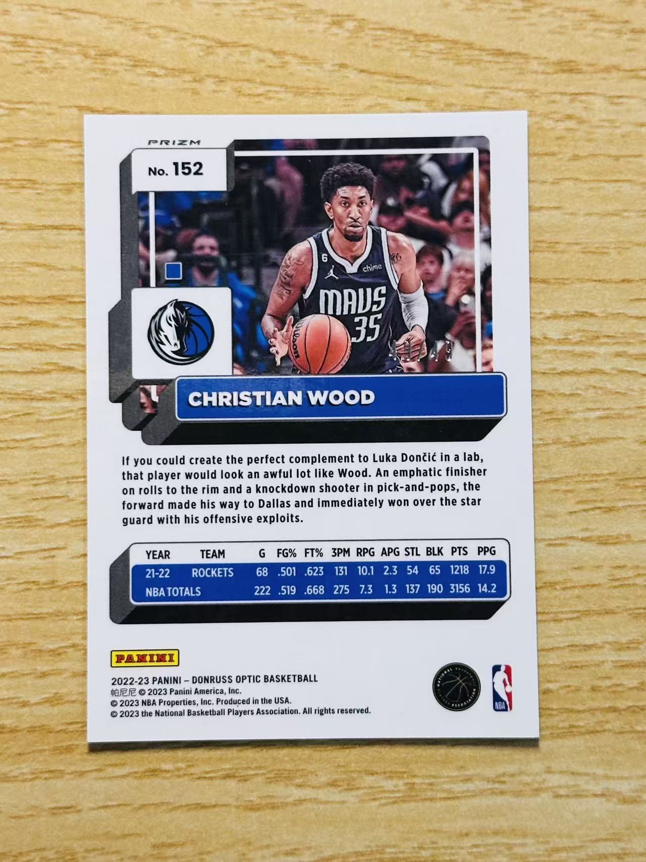 2022-23 Panini Donruss Christian Wood 嘿嘿代卖 杜蕾斯 optic 克里斯蒂安 伍德 蓝泡泡折 49编 独行侠 收藏必备