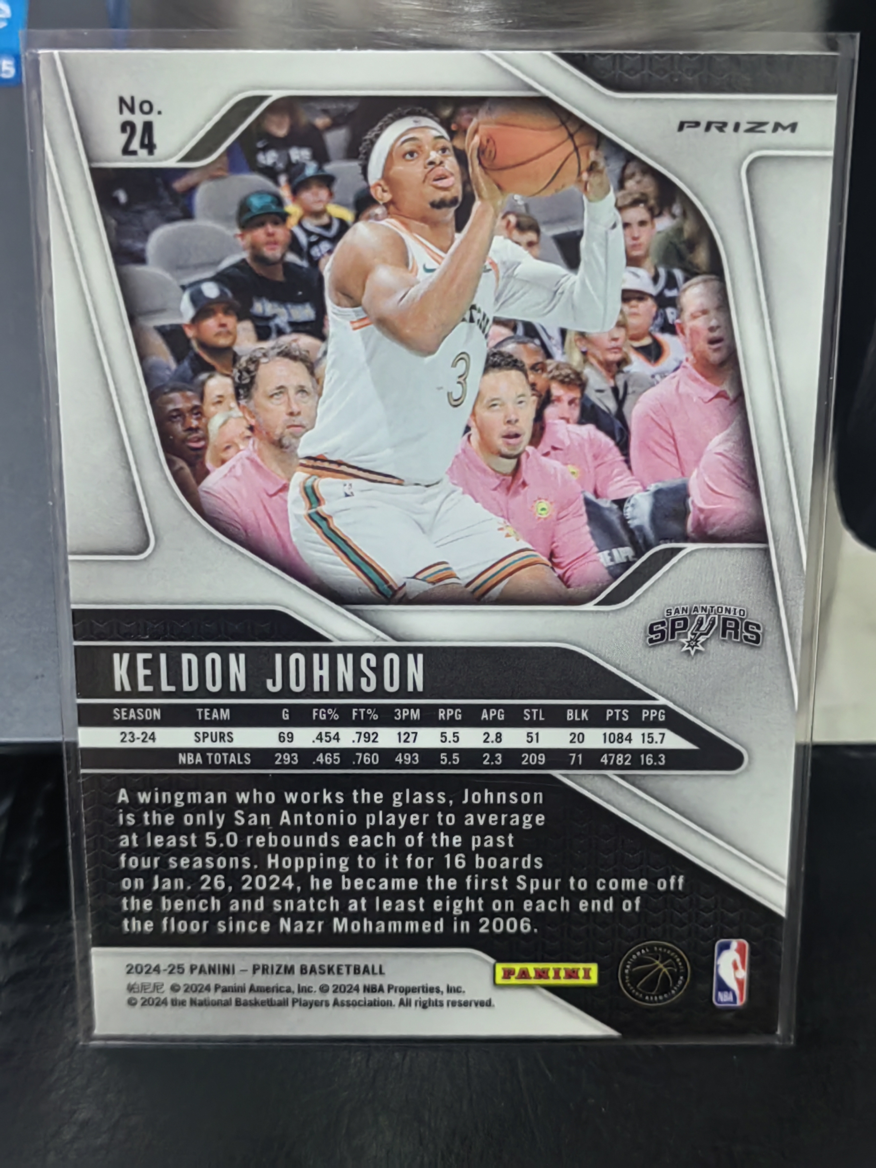 2024-25 Panini Prizm Keldon Johnson PZ 红波纹折 凯尔登约翰逊 马刺 篮 白边白角 不保卡品 卡品如图