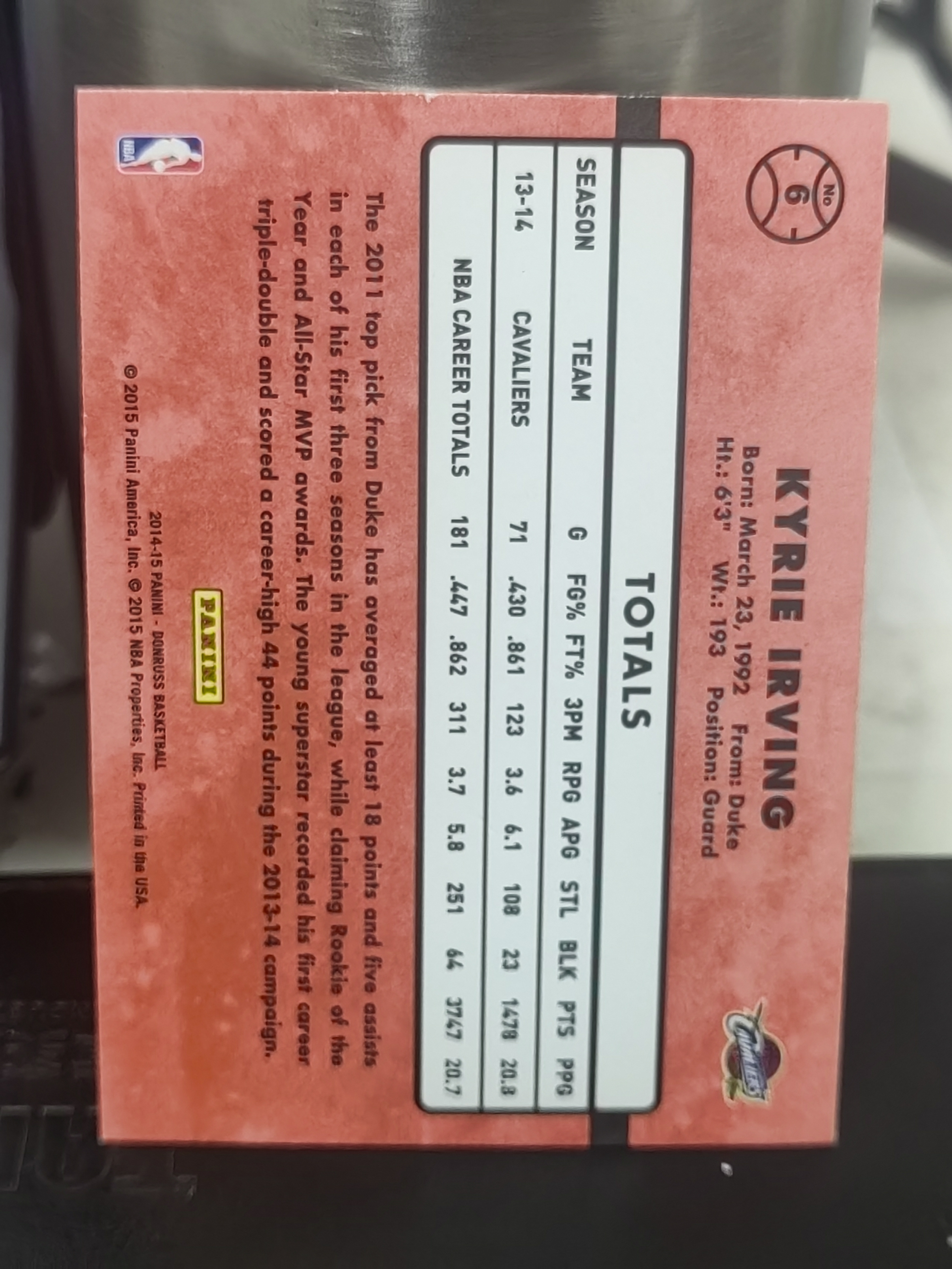 2014-15 Panini Donruss Kyrie Irving 杜蕾斯 欧文 凯里 骑士 篮 白边白角 不保卡品 卡品如图