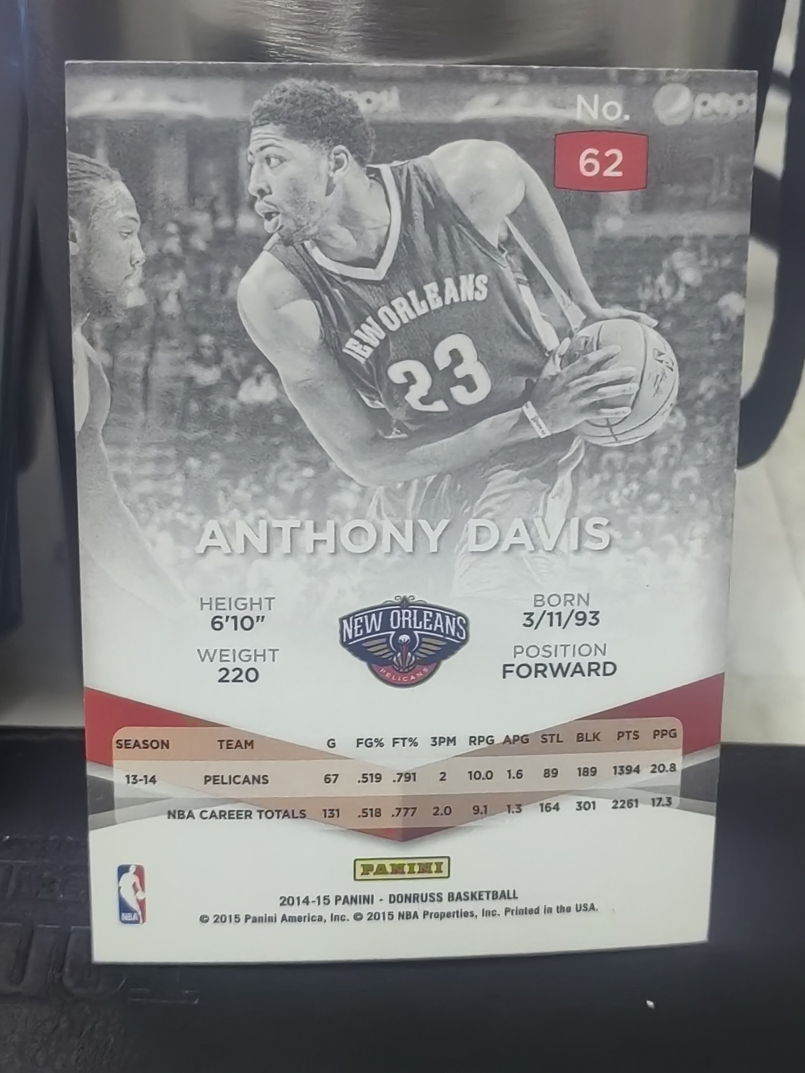 2014-15 Panini Donruss Anthony Davis 杜蕾斯 精英插入 安东尼 戴维斯 浓眉 鹈鹕 第二张 篮 白边白角 不保卡品 卡品如图