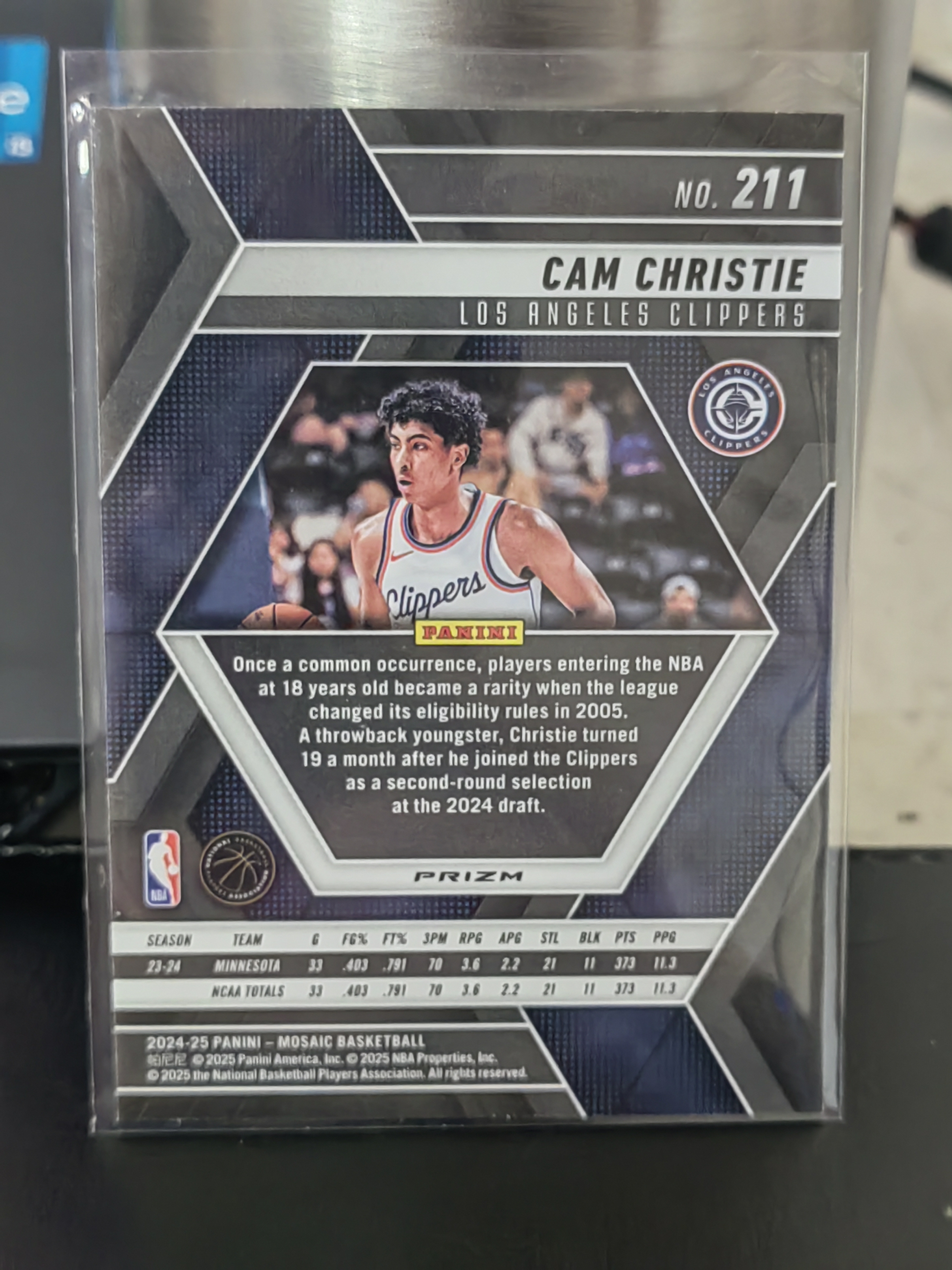 2024-25 Panini Mosaic Cam Christie 马赛克 克里斯蒂 快船 新秀 银折 银格子折 篮 白边白角 不保卡品 卡品如图