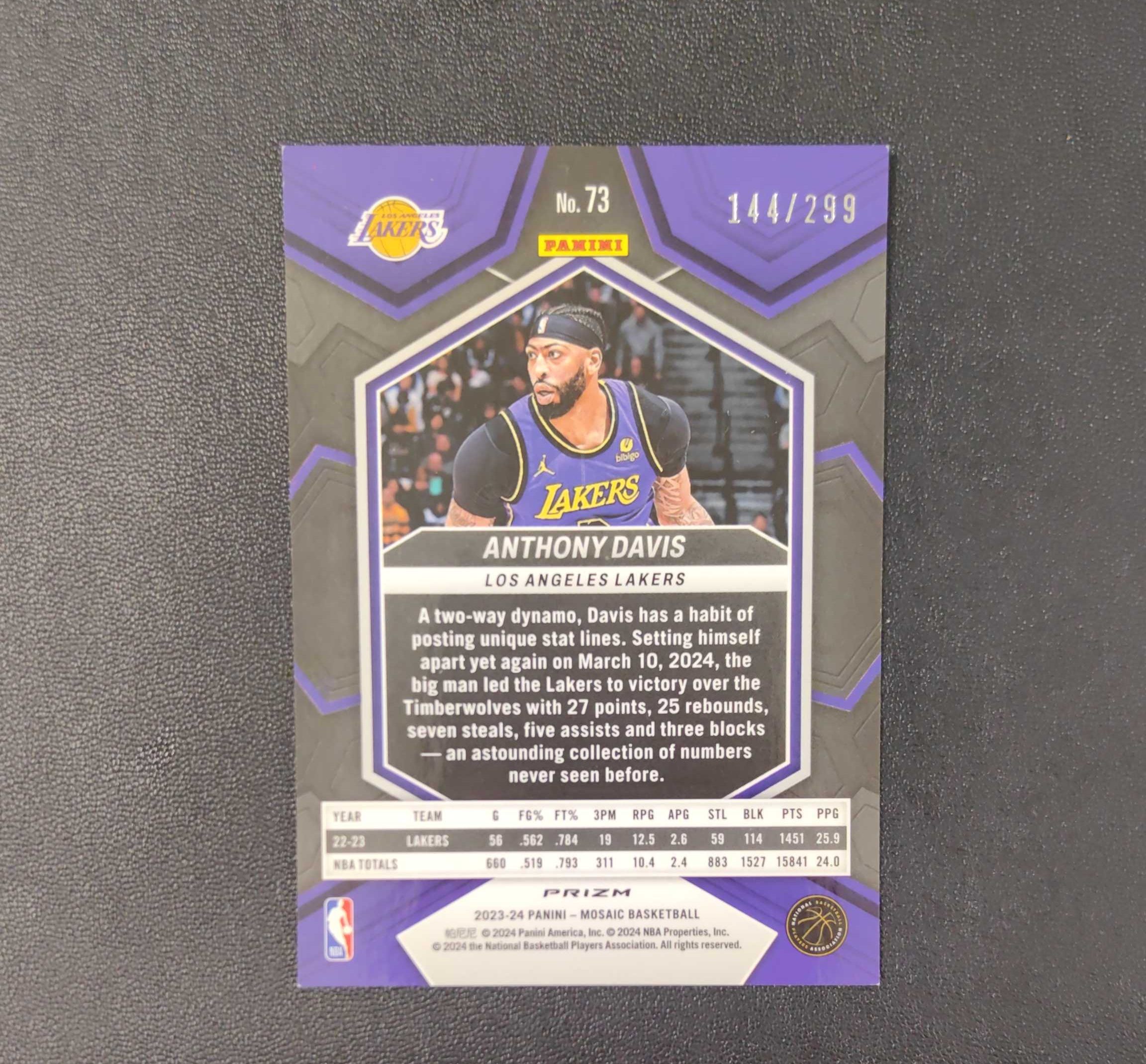 2023-24 Panini Mosaic Anthony Davis 马赛克 湖人 安东尼 戴维斯 /299 东契奇 sga 库里 文班亚马 詹姆斯 多张再拍