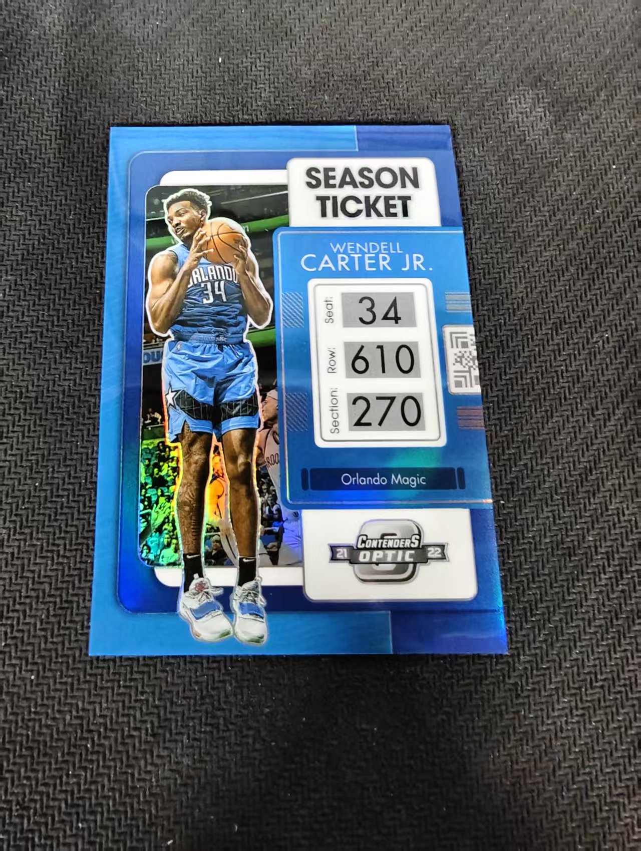 【汽水拍卖】2021-22 Panini Contenders Optic Wendell Carter Jr. 温德尔 卡特 魔术 球票OP 蓝折 99编 微瑕如图