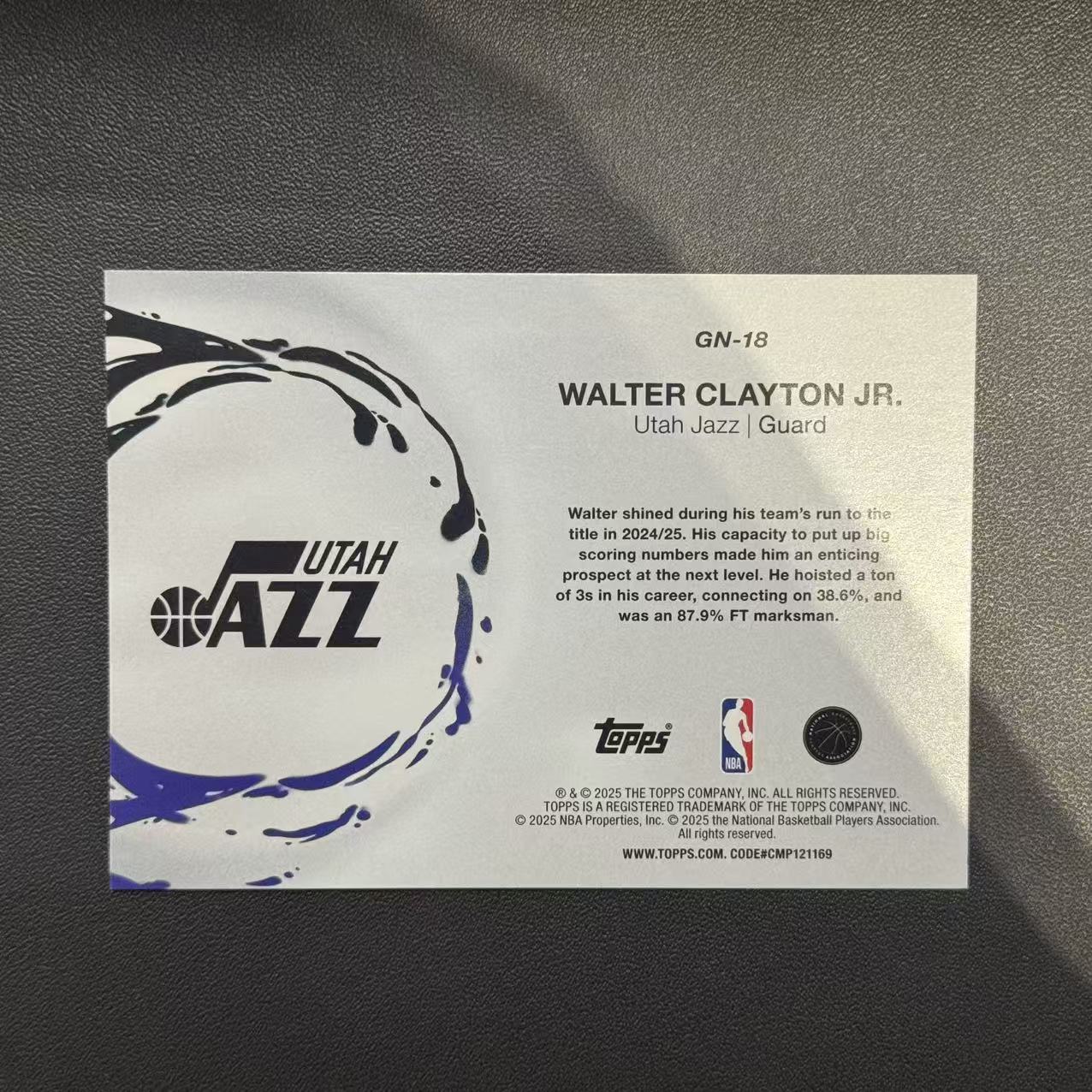 2025-26 Topps flagship WALTER CLAYTON JR. RC 【猴猴旺卡】爵士 新秀 小沃尔特·克莱顿 碎闪折 元年新产品 卡品如图 接代拍【叁叁】