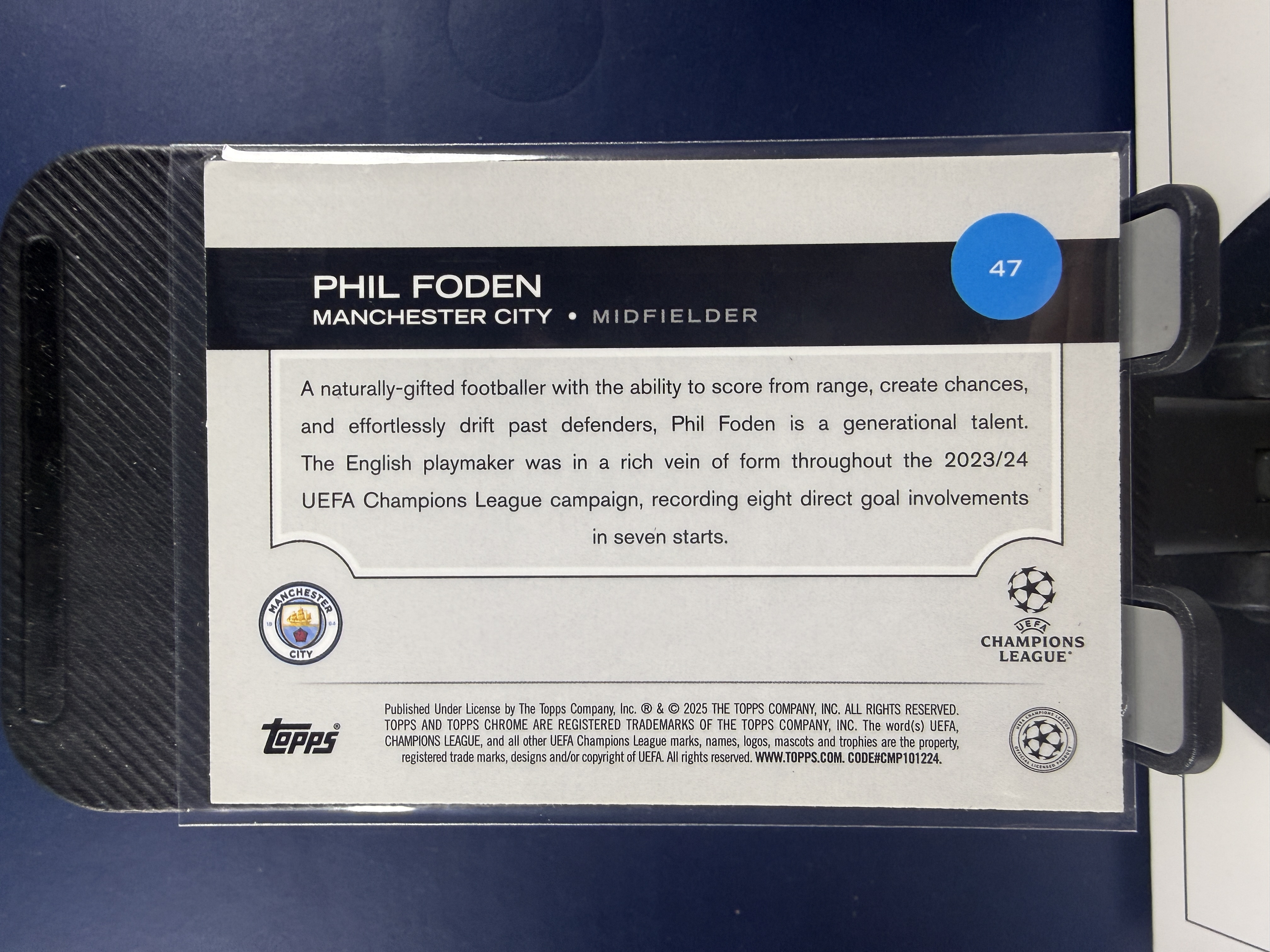 2024-25 Topps Chrome Phil Foden TC 欧冠 曼城 菲尔福登 蓝折 150编 折射 收藏必备 (沸腾)