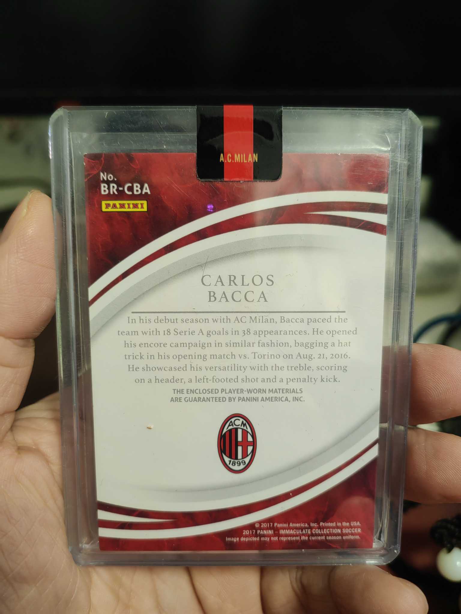 2021-22 Panini Immaculate Carlos Bacca 意大利 AC米兰 元年imm 巴卡 49编 双床球衣切割卡 !!!