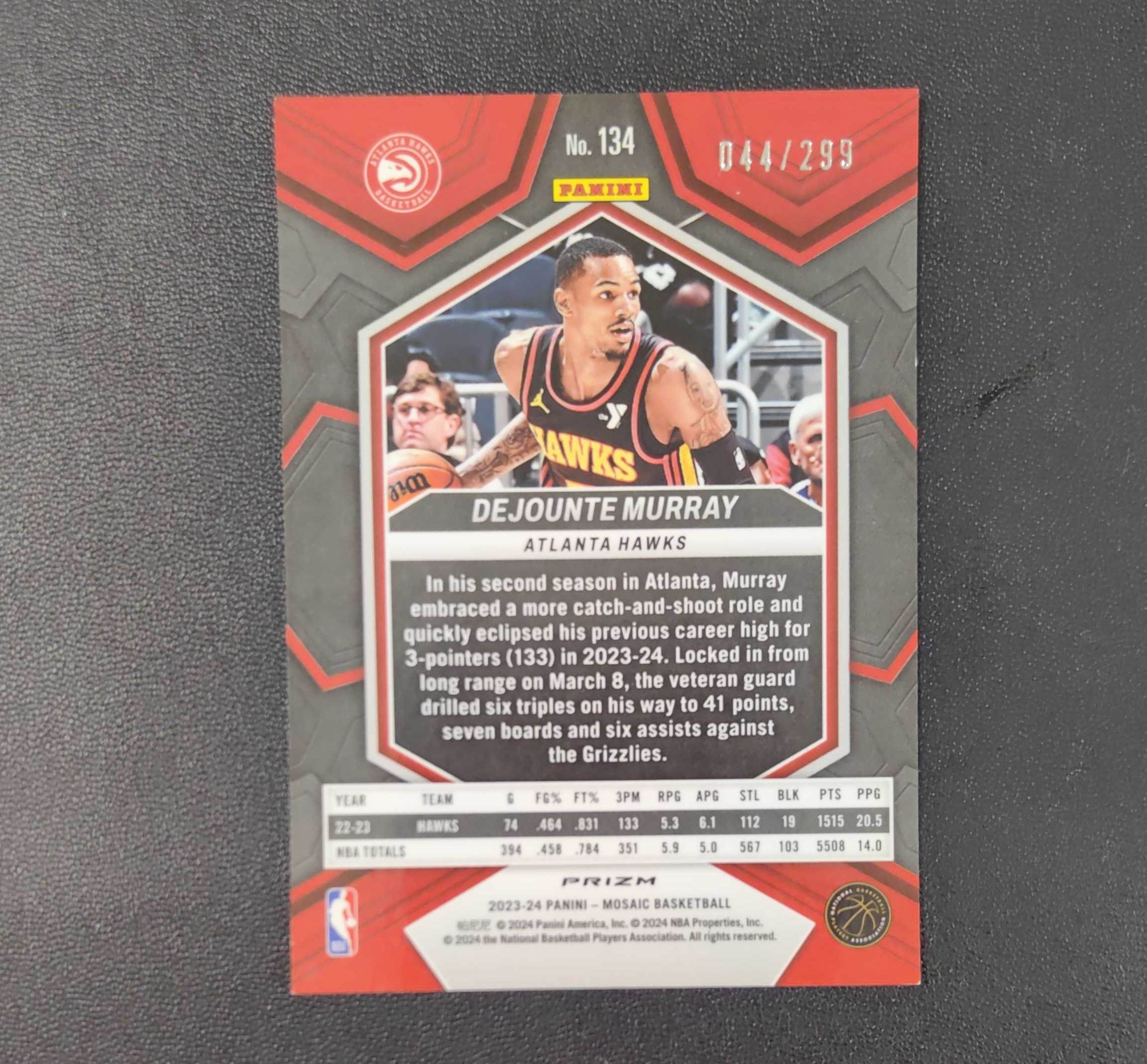 2023-24 panini mosaic dejounte murray 老鹰 德彰泰 穆雷 红变形虫折 折射 /299编 东契奇 sga 库里 文班亚马 詹姆斯 多张再拍