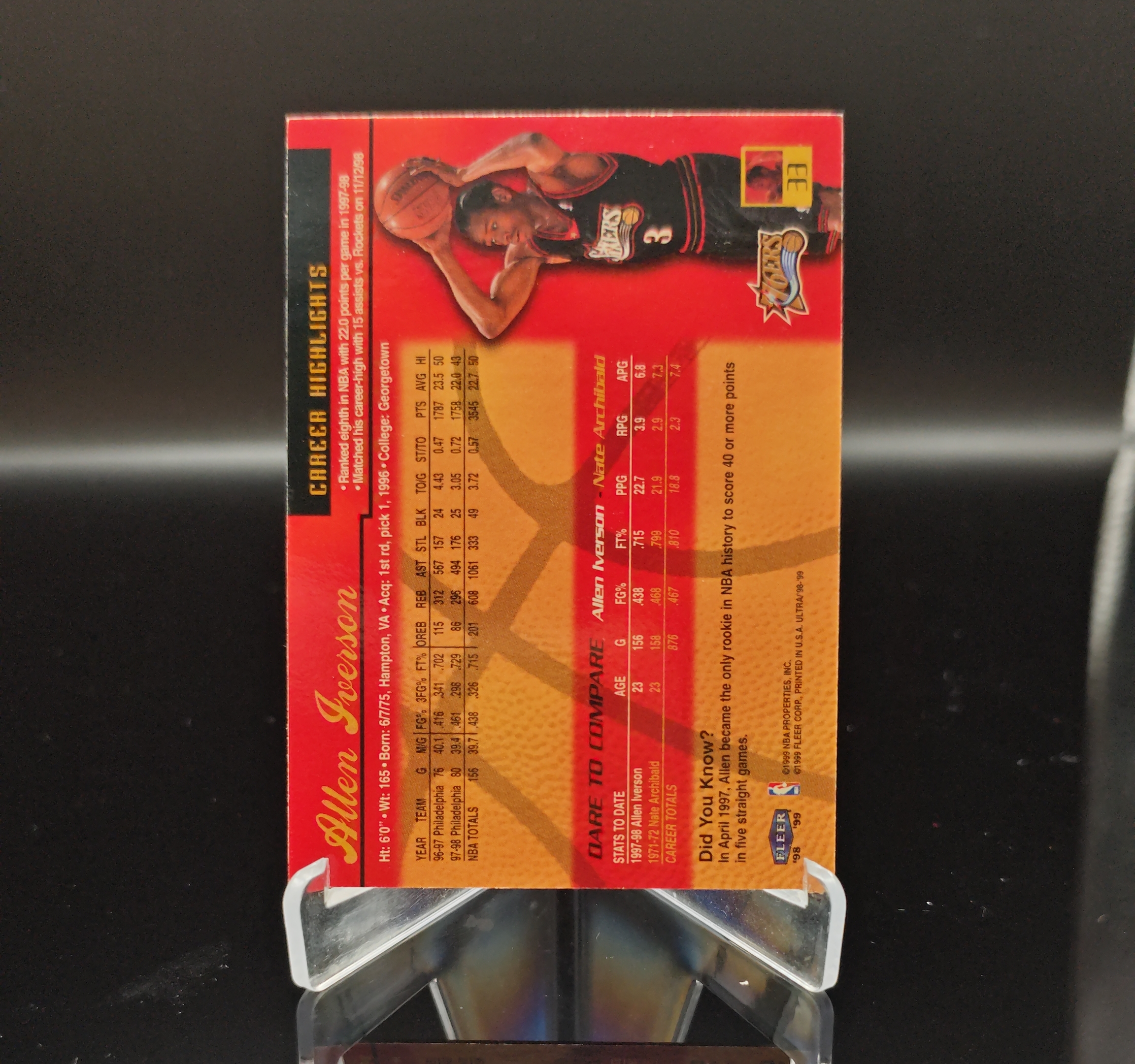 1999 Fleer Ultra Allen Iverson #33 ai 答案 阿伦 艾弗森 费城76人 卡品如图