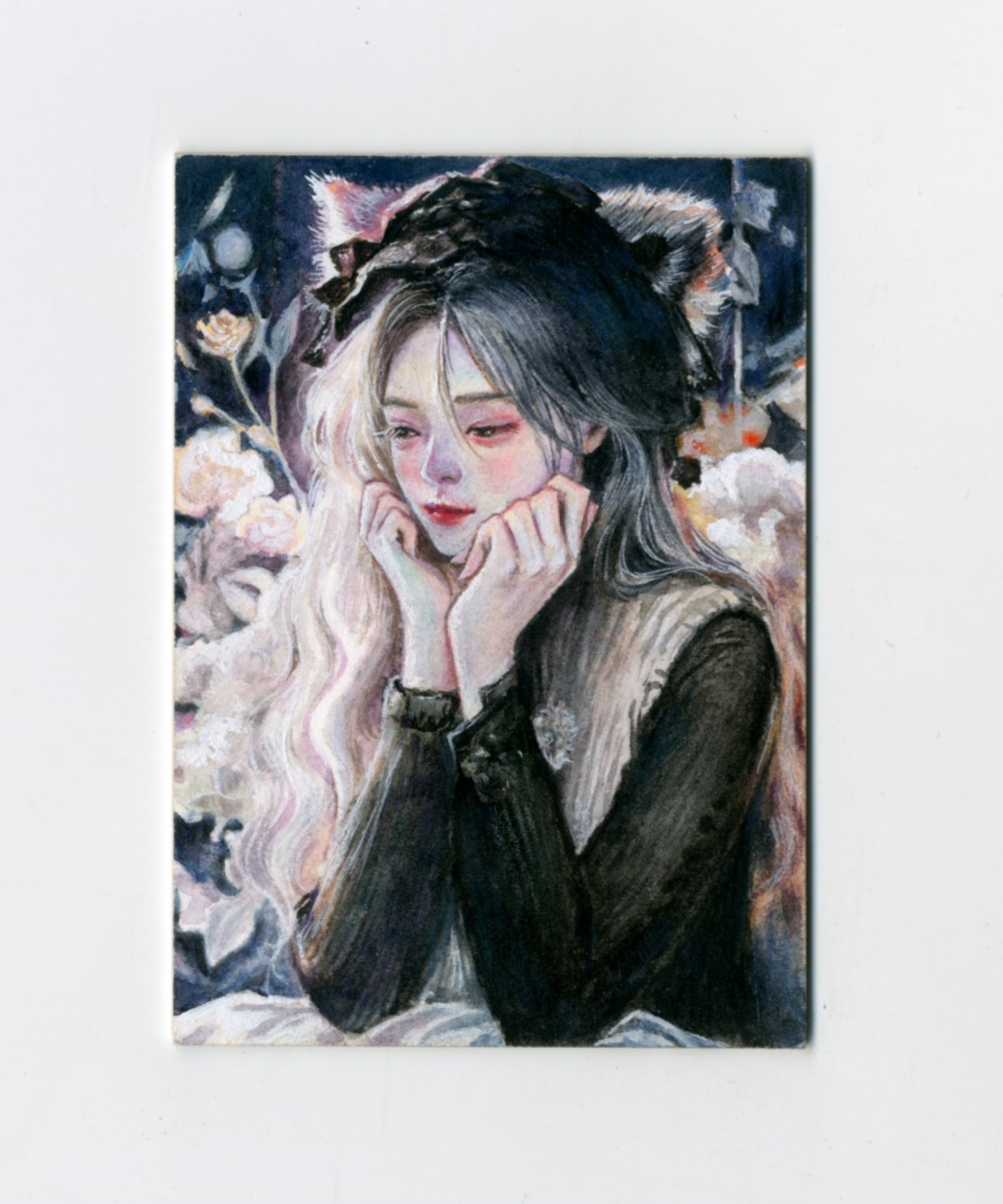 【Jackie杰基拍卖】梁尘工作室 美女 手绘卡 1/1 画师:微尘(灯塔)