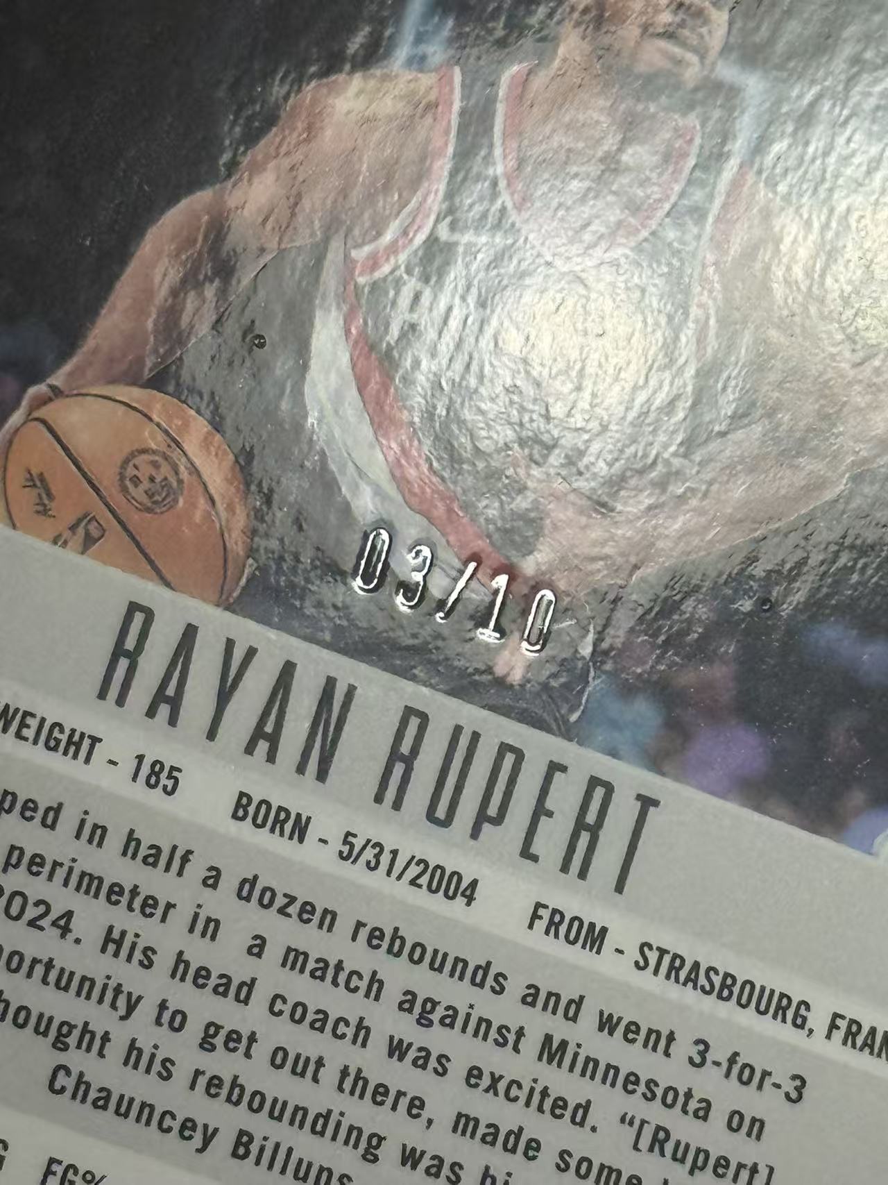 2023-24 Panini Prizm Rayan Rupert RC 【卡宾】拉杨 吕佩尔 开拓者 文班亚马阿门同届 PZ DECA 元年复刻 新秀年 正金折 顶级好卡 3/10编 瑕疵如图 白神