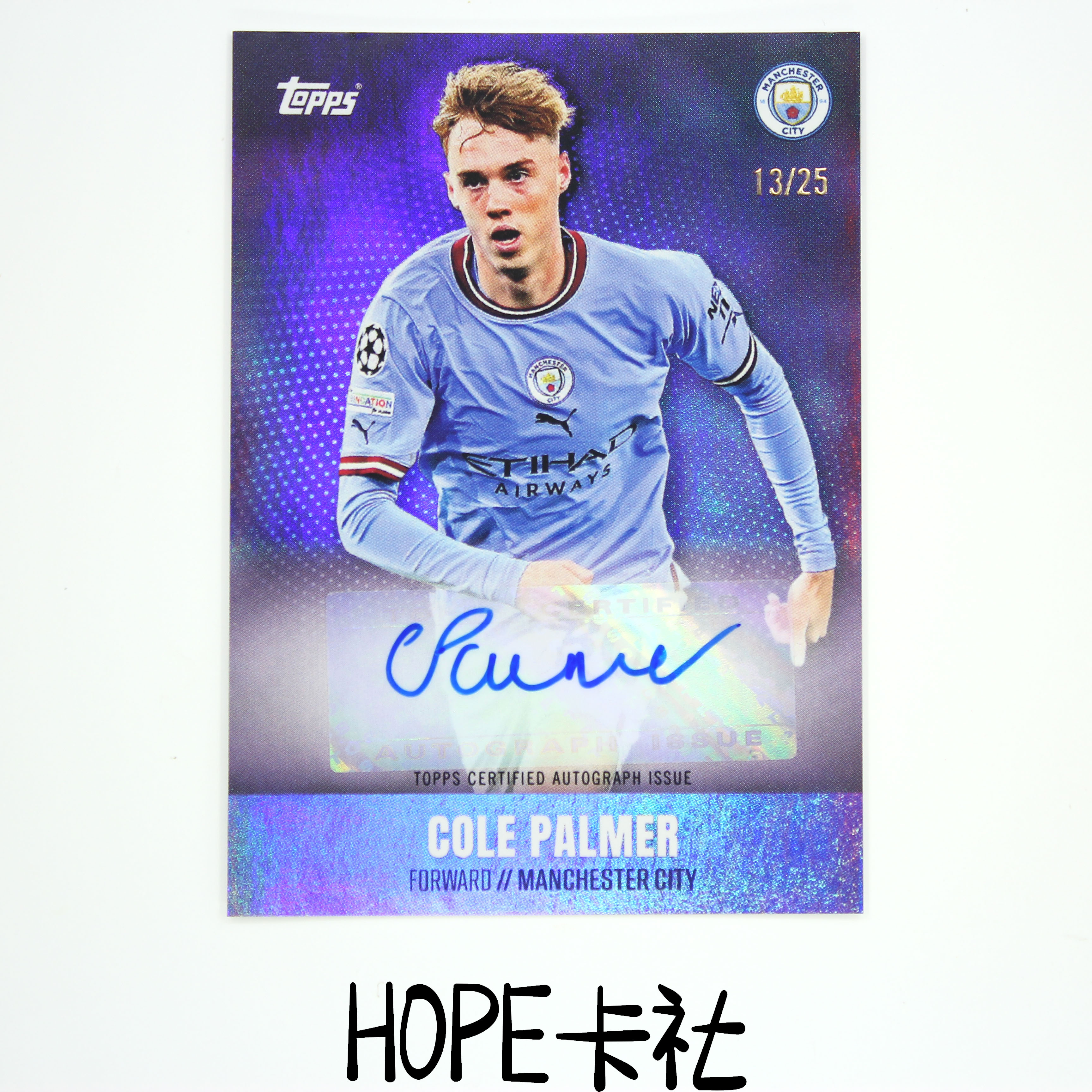 2024-25 Topps Finest Cole Palmer 切尔西曼城 大妖 科勒 帕尔默 寒王 唐王 13/25编 紫折 超低编签字 墨迹完美!【HOPE代卖(4.5%含卡淘)】