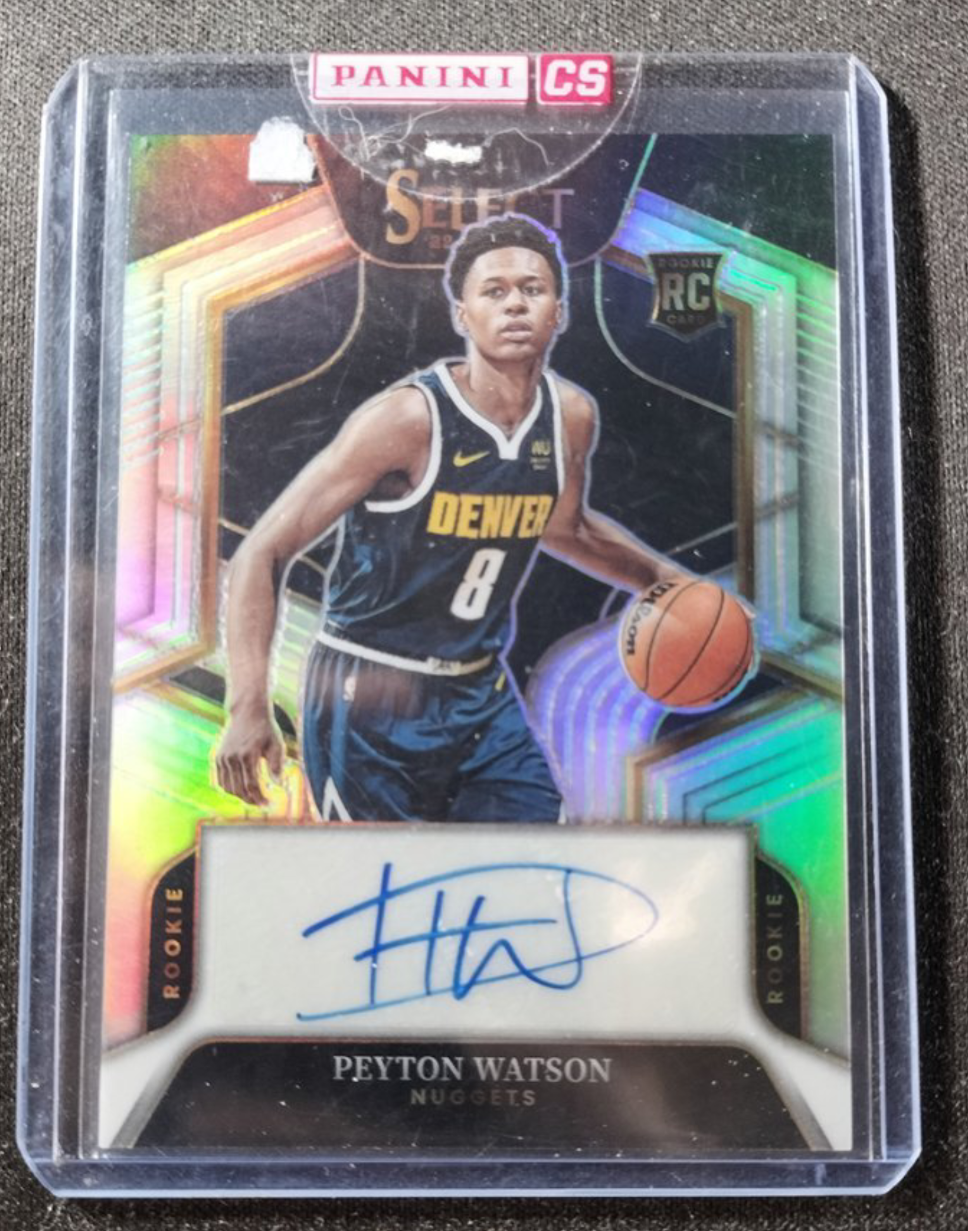 2022-23 Panini Select Peyton Watson RC 新秀RC 佩顿 沃特森 掘金 银折 签字 /249编 原封夹 瑕疵如图 约老师队友 未来可期