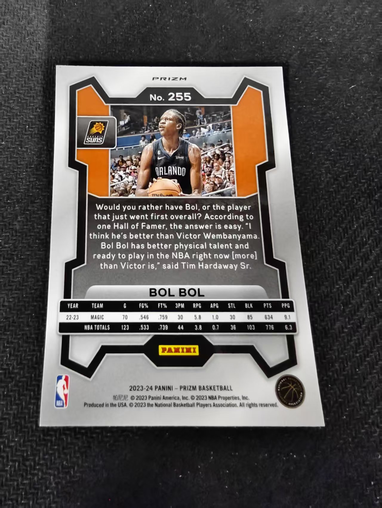 2023-24 Panini Prizm Bol Bol 波尔 波尔 魔术 三色圈圈折 PZ 划痕 边角瑕疵 #255