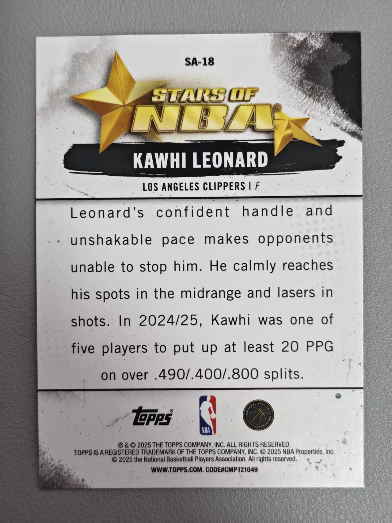 【阿泽代卖】2025 Topps Kawhi Leonard 快船 科怀 伦纳德 小卡 战神卡 折射 银折 星星特卡 选图巨帅 卡品如图 介意勿拍-硕哥