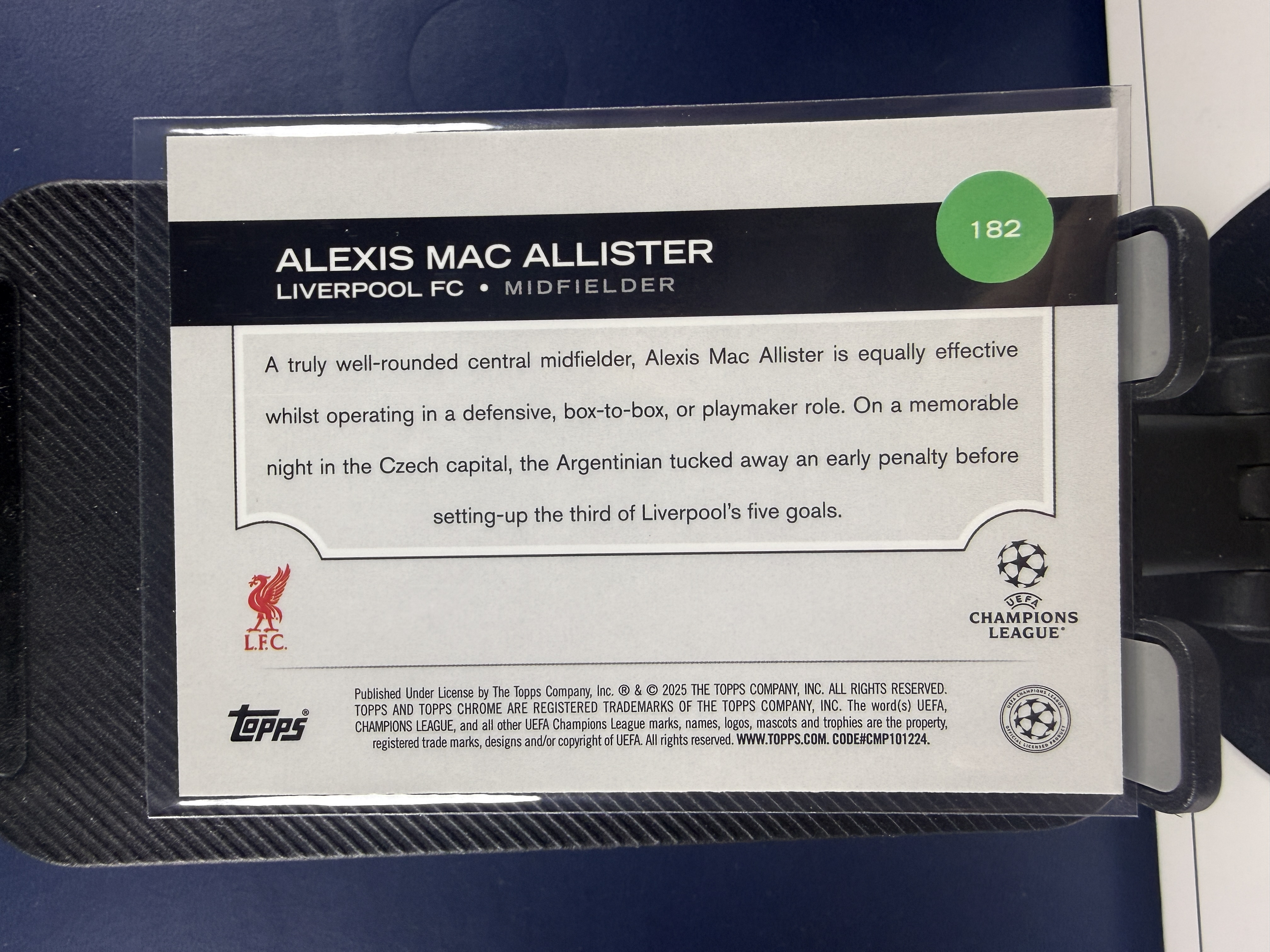 2024-25 Topps Chrome Alexis Mac Allister TC 欧冠 利物浦 麦卡利斯特 Aqua折 折射 199编 收藏必备 (沸腾)