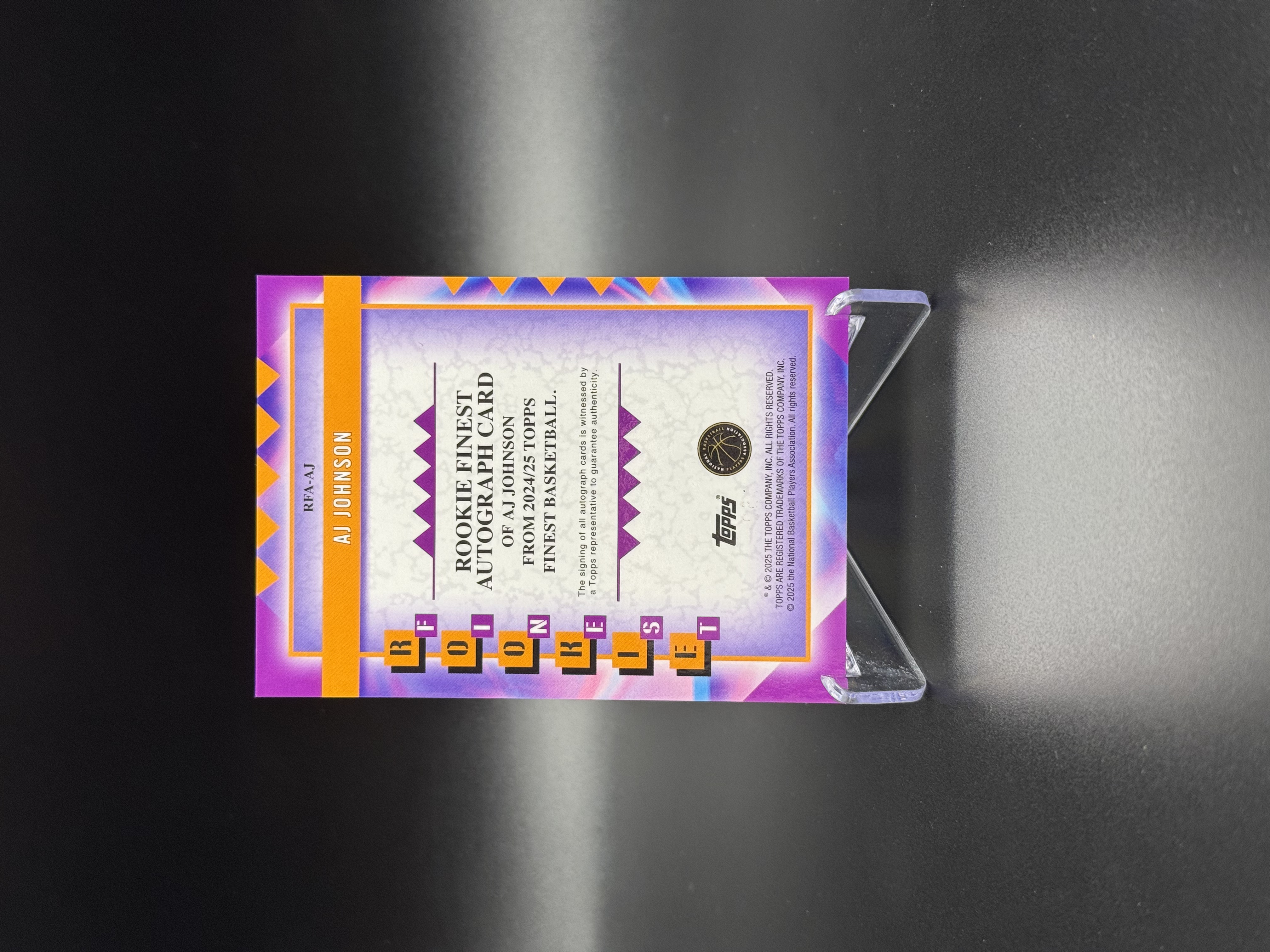 2024-25 Topps Finest AJ Johnson RC 【鲨鱼辣椒 免费代拍】新秀RC AJ 约翰逊 华盛顿奇才 新秀签字 银折 近期大热 专收必备 收藏必备#Tzy