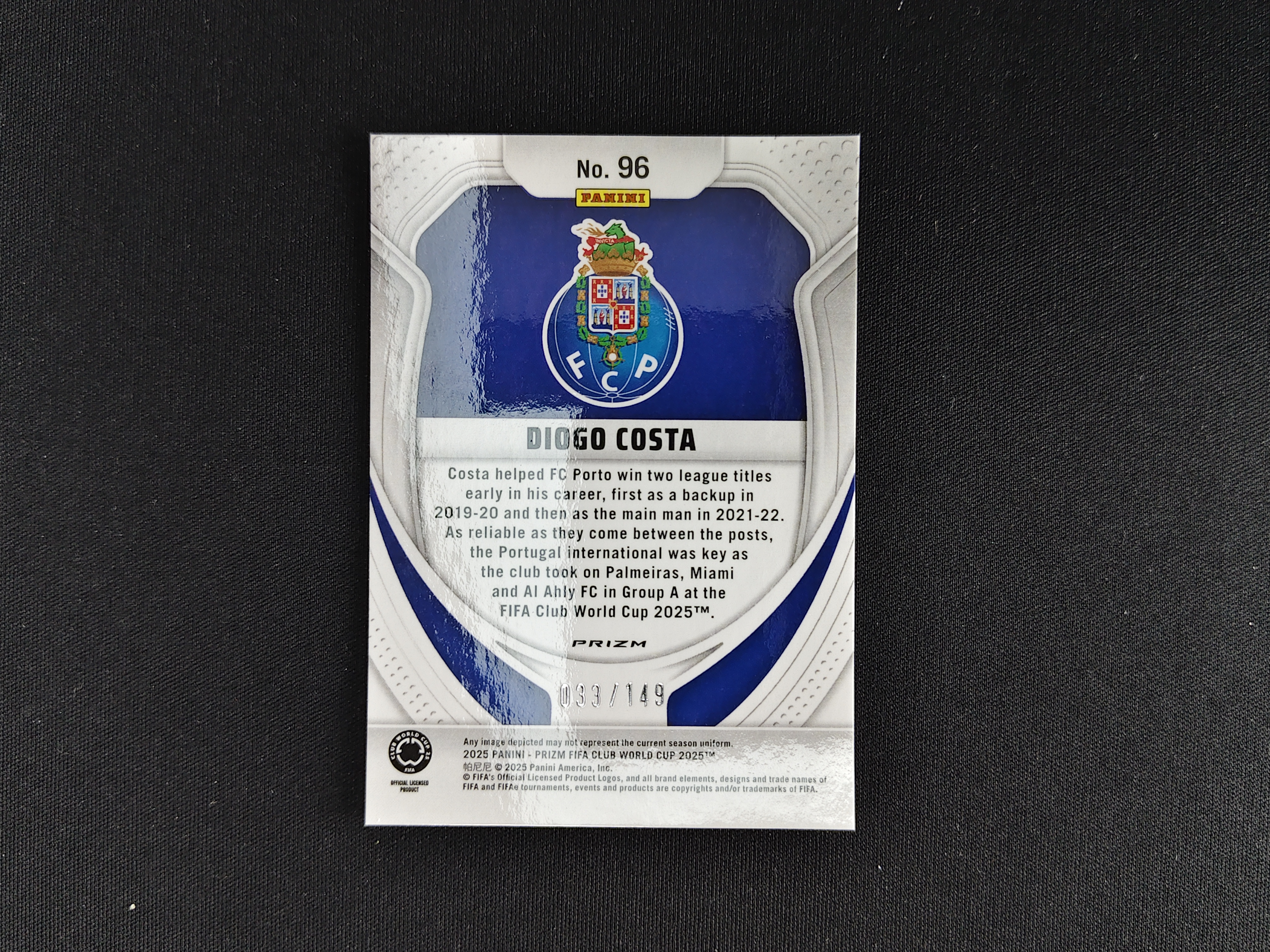 2025 Panini Prizm Diogo Costa 世俱杯【免费接代拍】波尔图 科斯塔 149编 蓝折 实卡精美 卡品如图